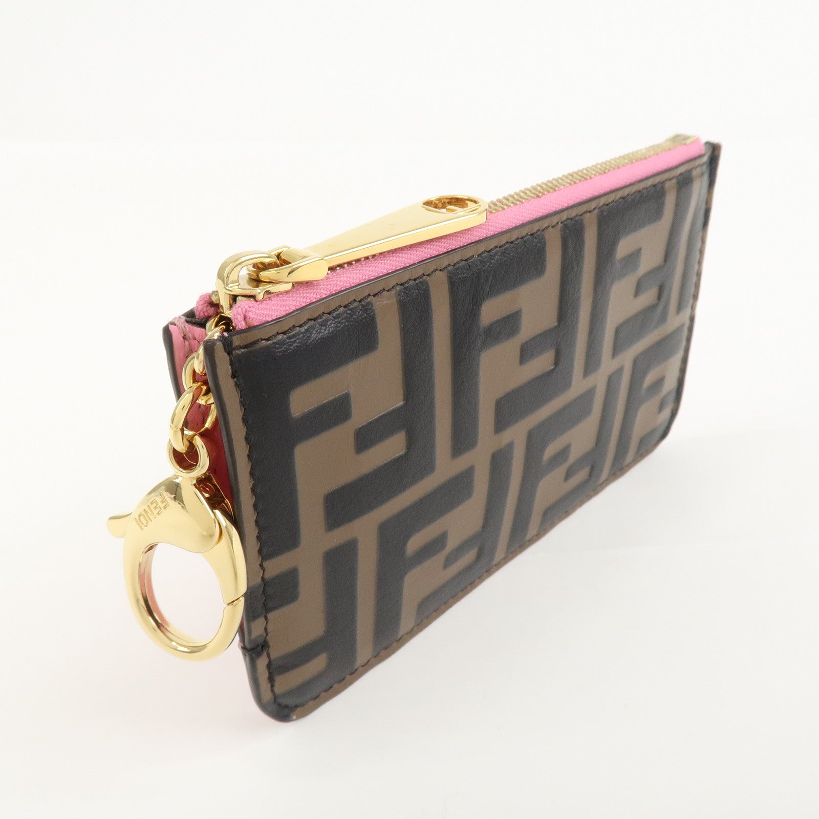 FENDI F IS FENDI Zucca Card Case Flagment Case Black Brown 8AP161