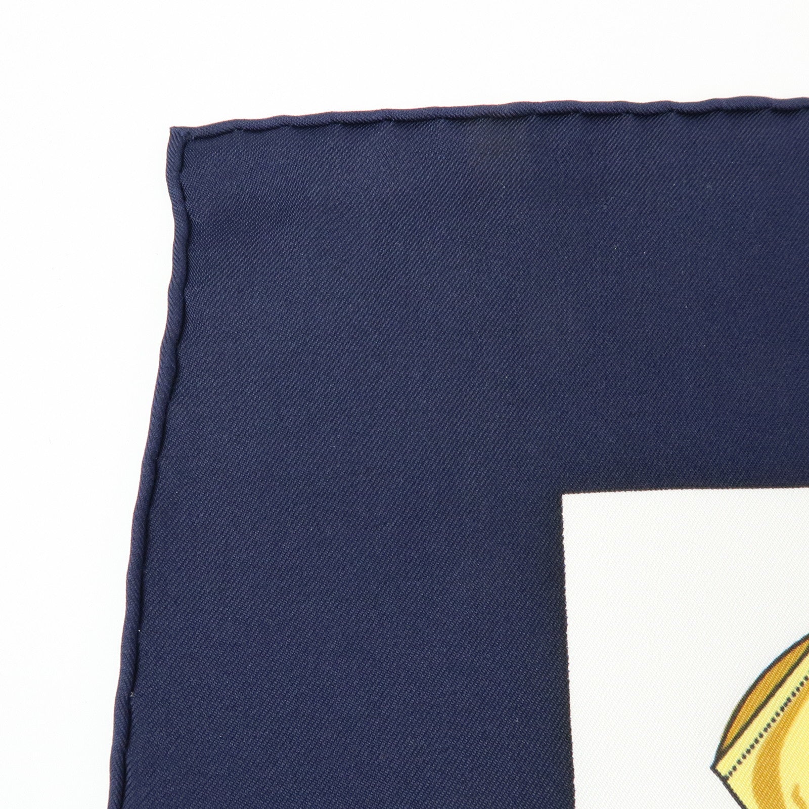 HERMES Carre 90 Silk 100% Scarf Eperon d'or Navy White Yellow Red