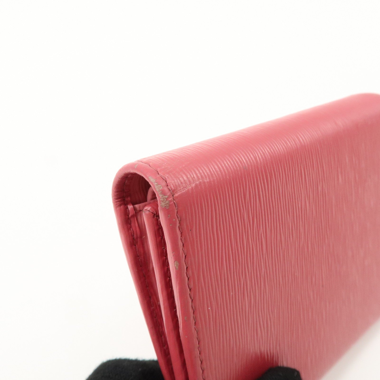 PRADA Saffiano Leather Trifold Compact Wallet Pink 1MH176 Used