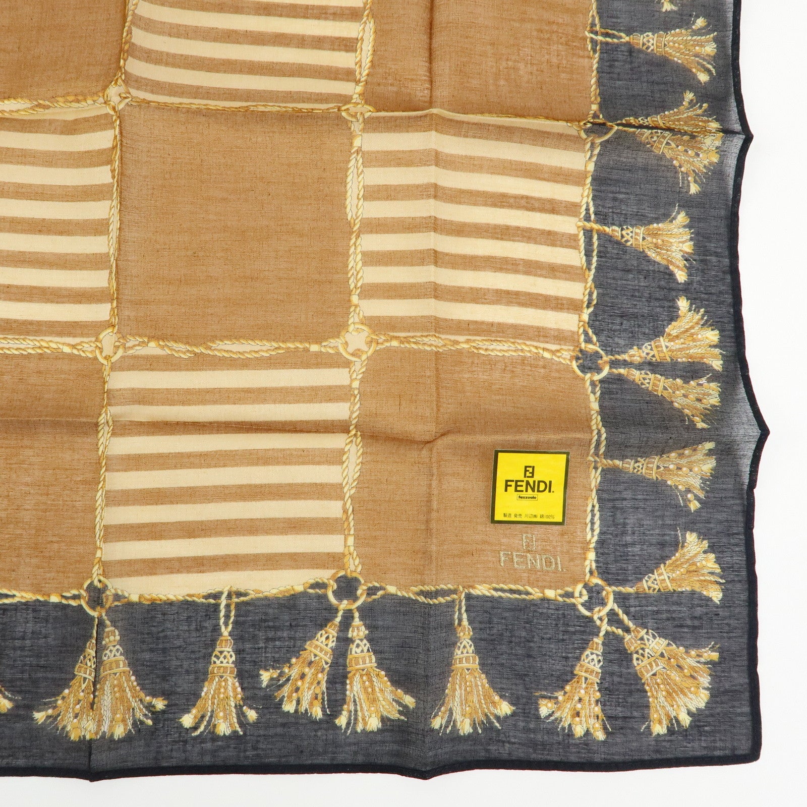 FENDI Set of 5 Cotton 100% Scarf Black Brown Navy Multicolor