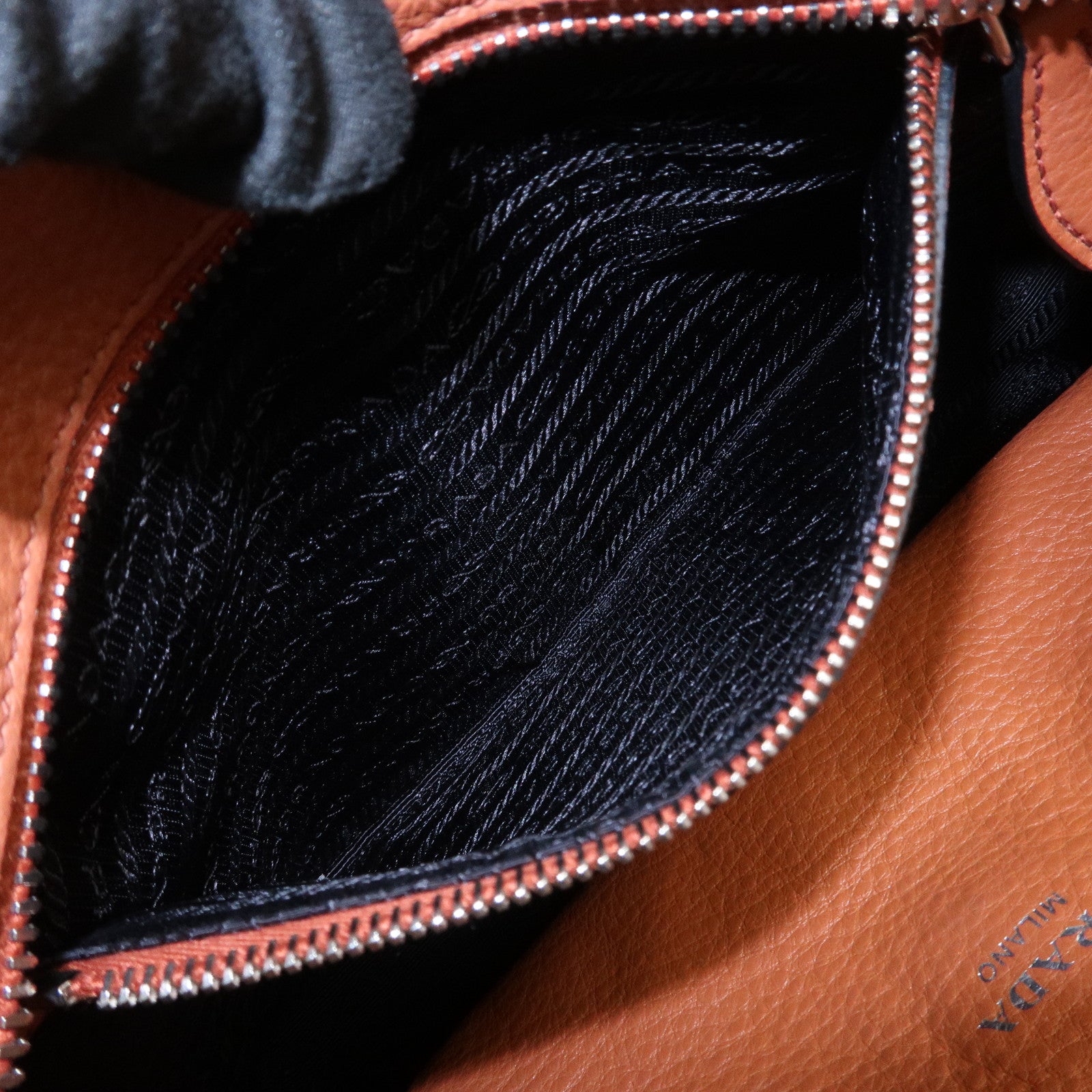 PRADA Logo Leather 2Way Bag Hand Bag Shoulder Bag Brown 1BA205