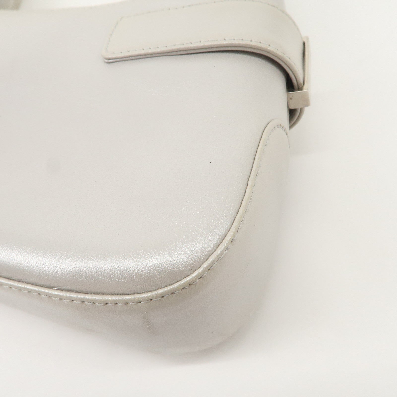 Ferragamo Gancini Leather Shoulder Bag Hand Bag Silver Used