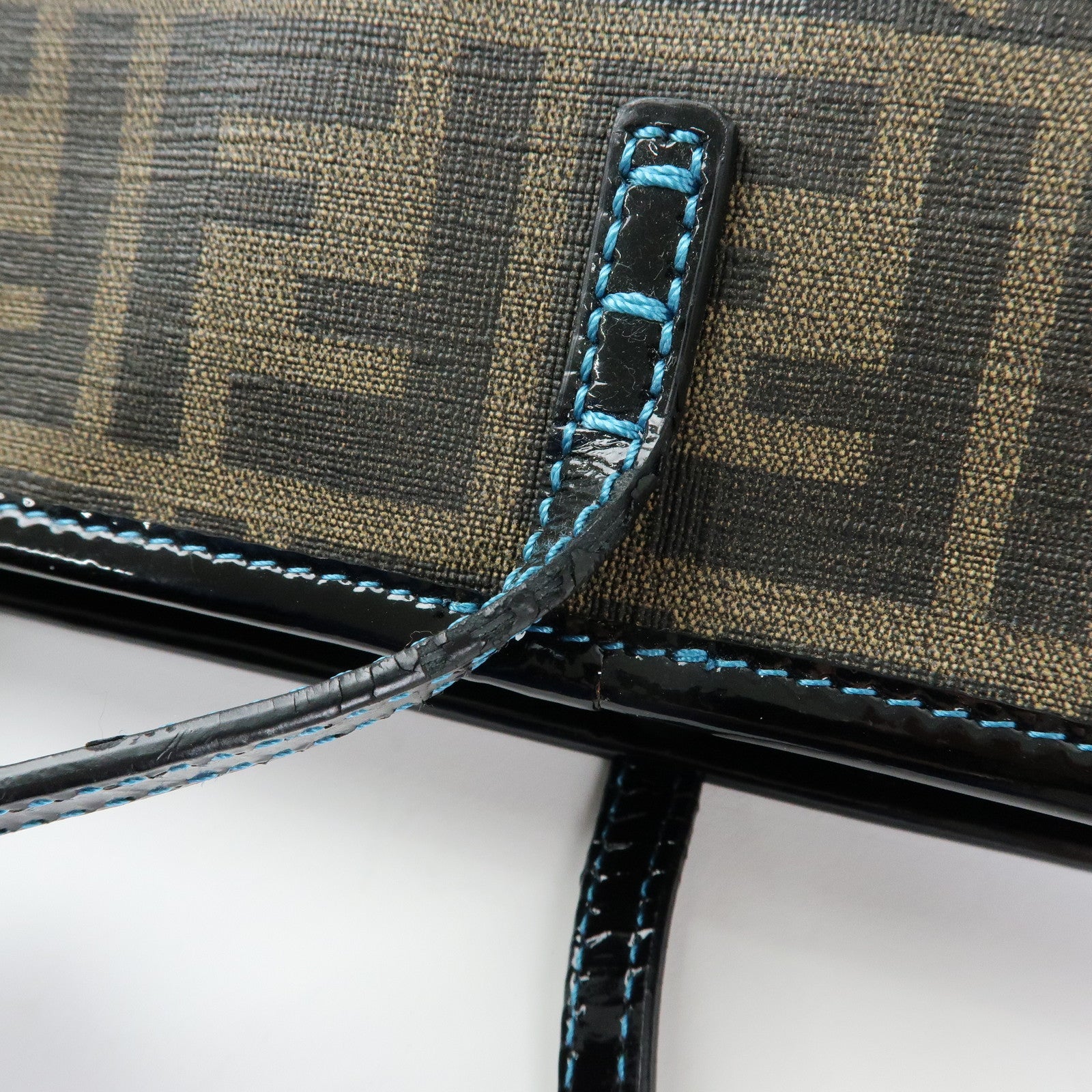 FENDI Zucca PVC Patent Leather Tote Bag Shoulder Bag Brown 8BH185