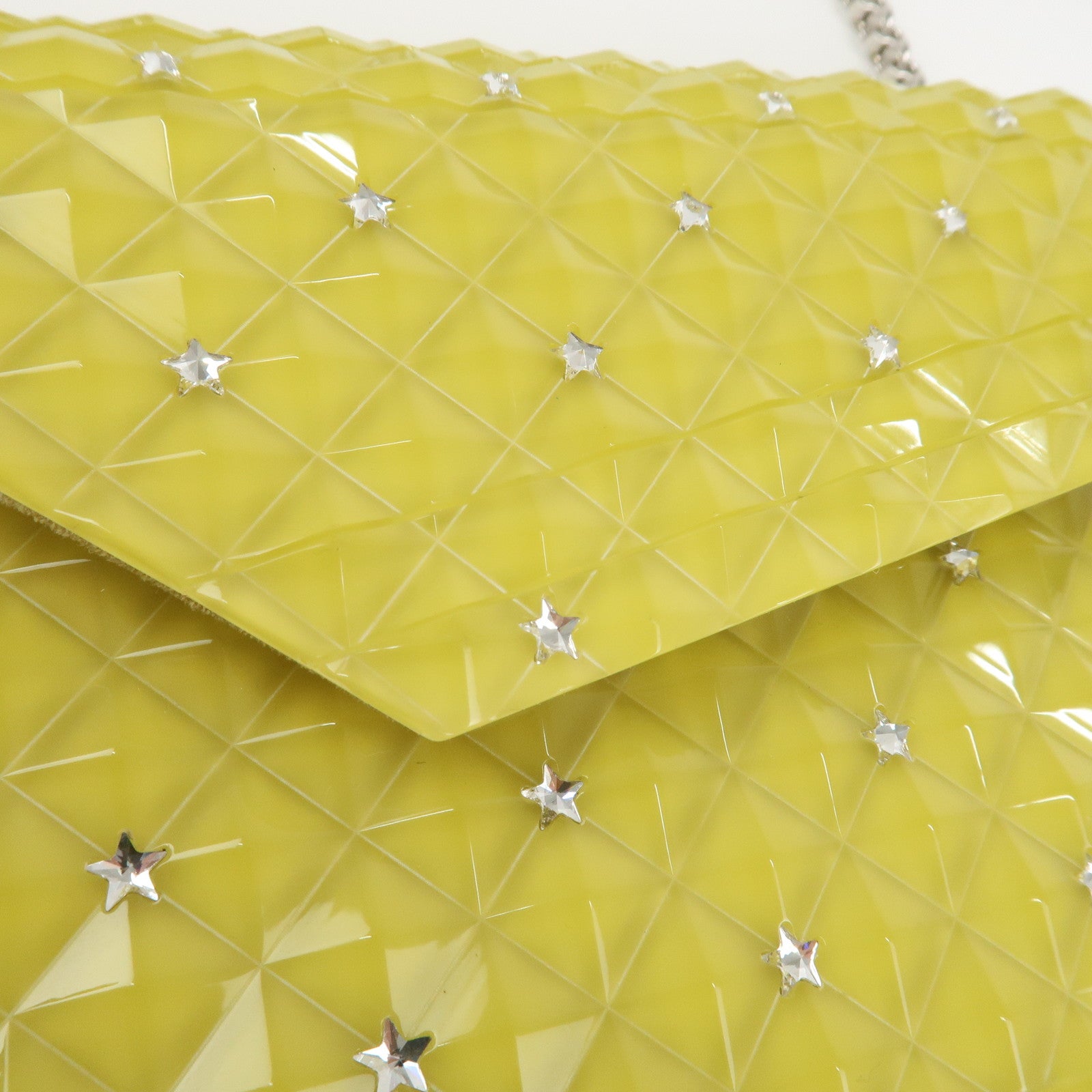 JIMMY CHOO Plastic Candy Clutch Bag Shoulder Bag Star Yellow Used