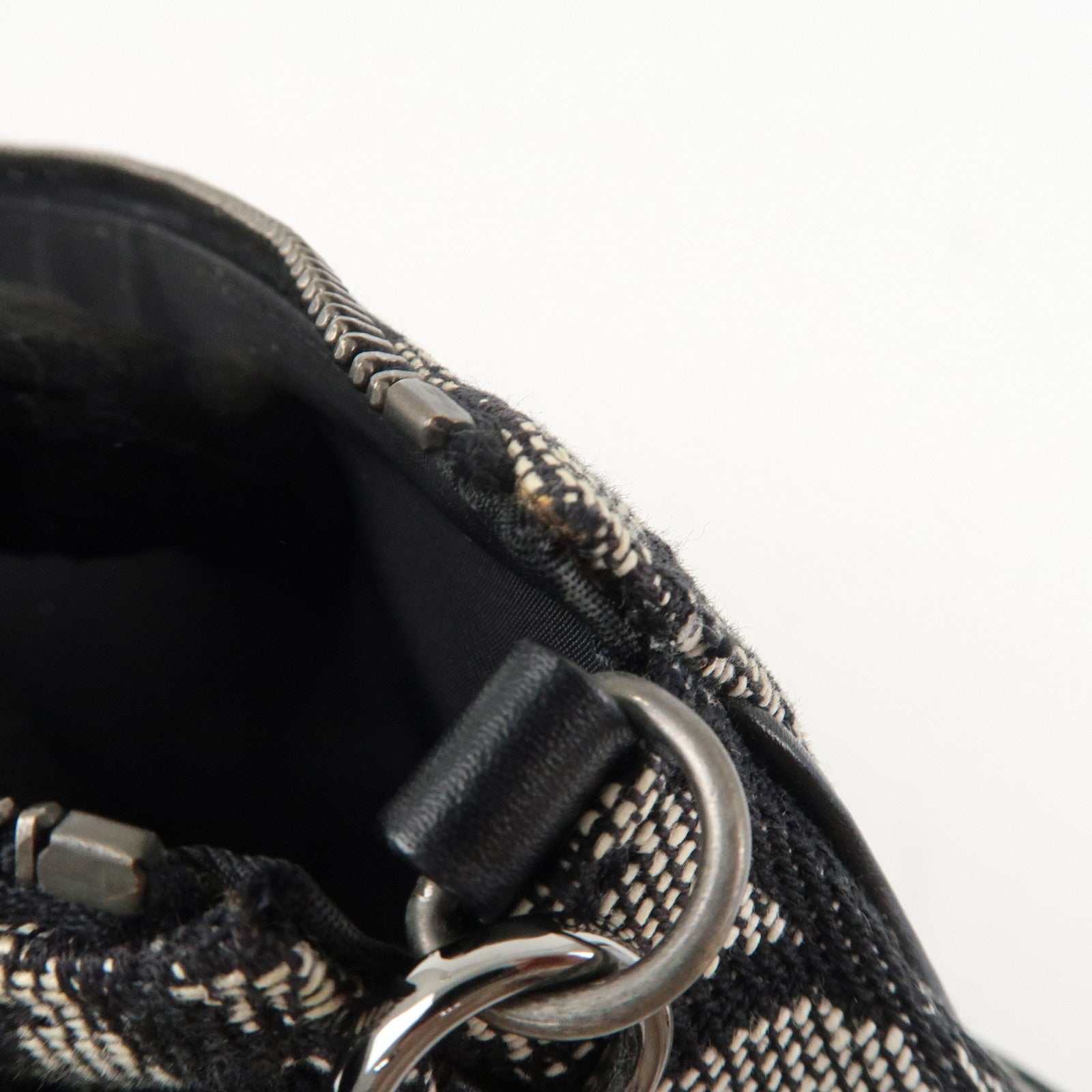 Christian Dior Trotter Canvas Leather Saddle Pouch Shoulder Bag Black Used