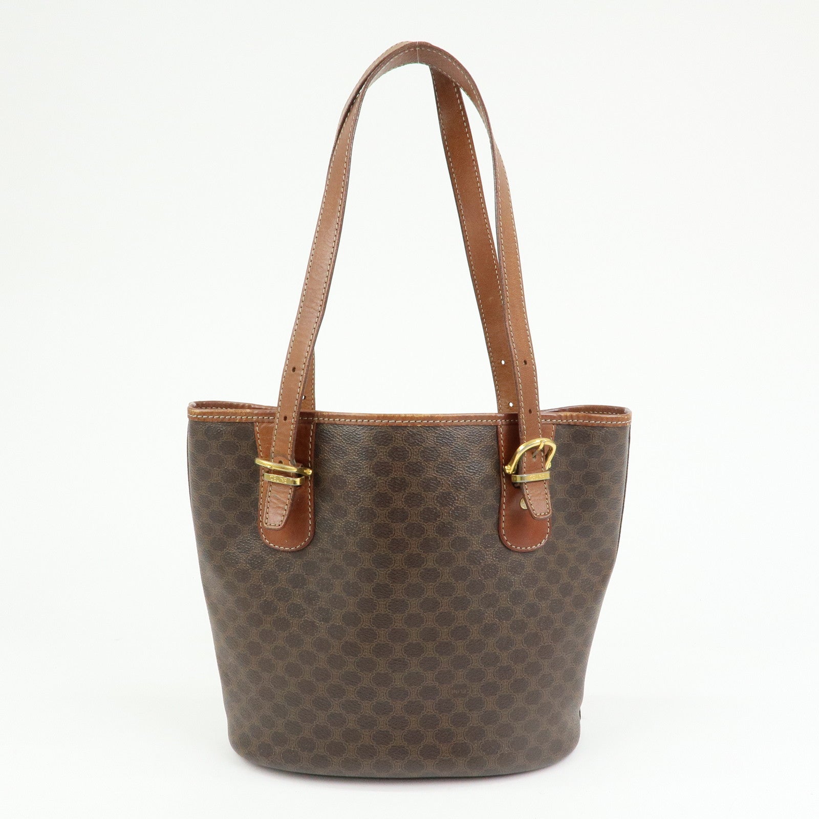 CELINE Macadam PVC leather Tote Bag Hand Bag Shoulder Bag Brown