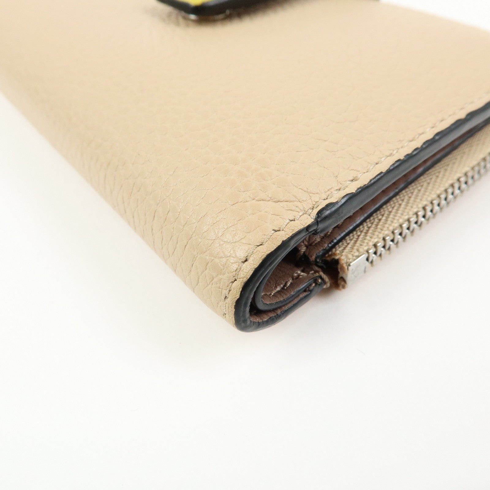 LOEWE Anagram Leather Compact Wallet Beige Yellow