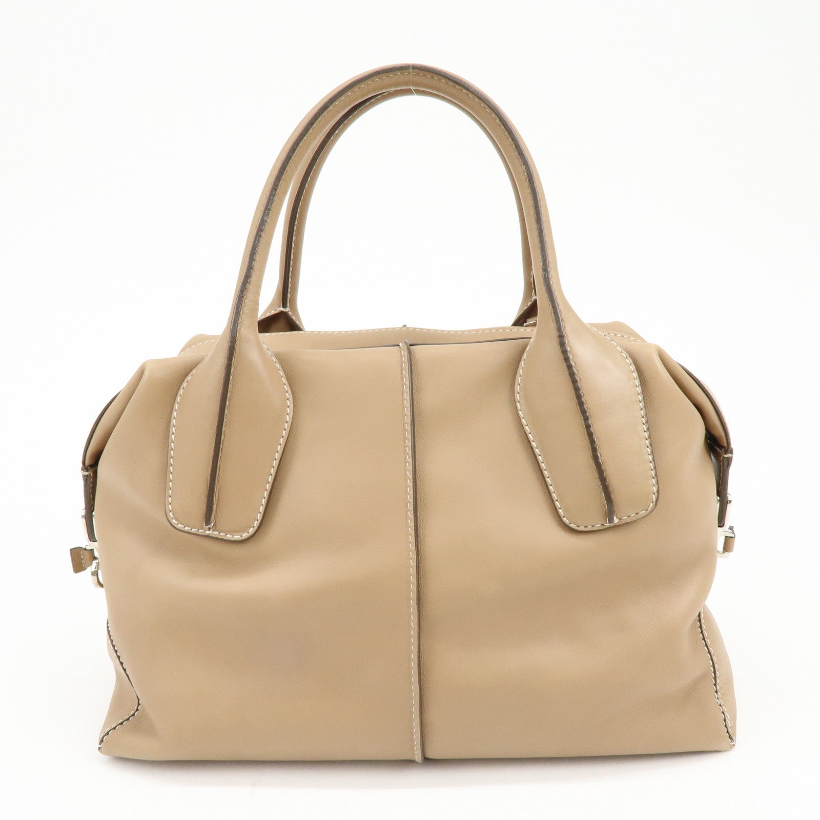 TOD'S D-Cube Leather 2Way Bag Hand Bag Shoulder Bag Beige