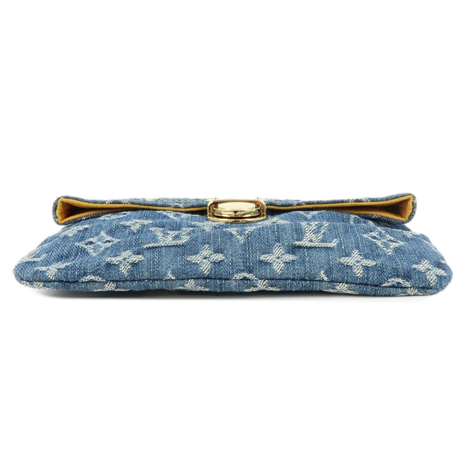 Louis Vuitton Monogram Denim Pochette Plat Pouch Clutch Bag M95007