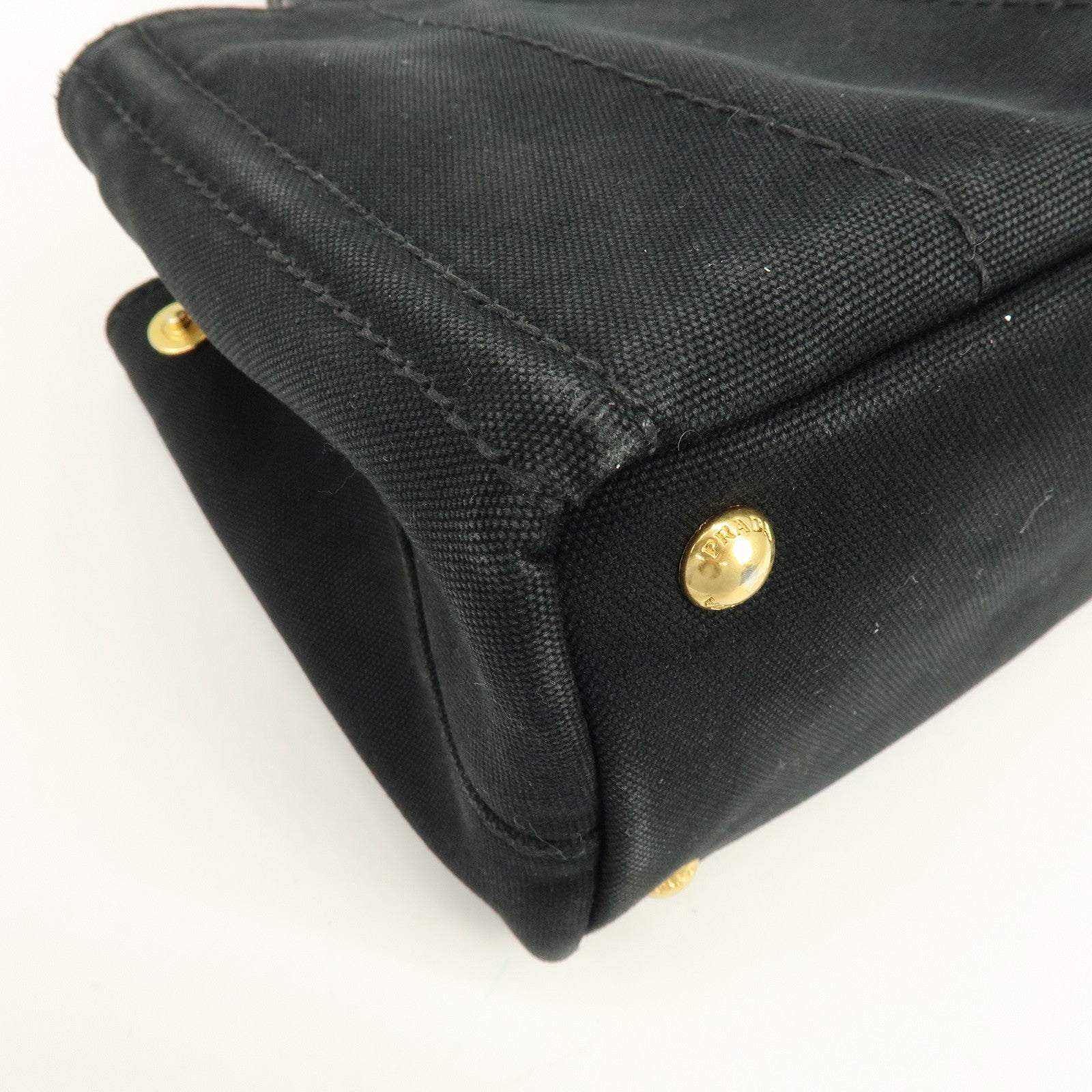 PRADA Triangle Logo Canapa Mini Canvas 2Way Hand Bag Black 1BG439