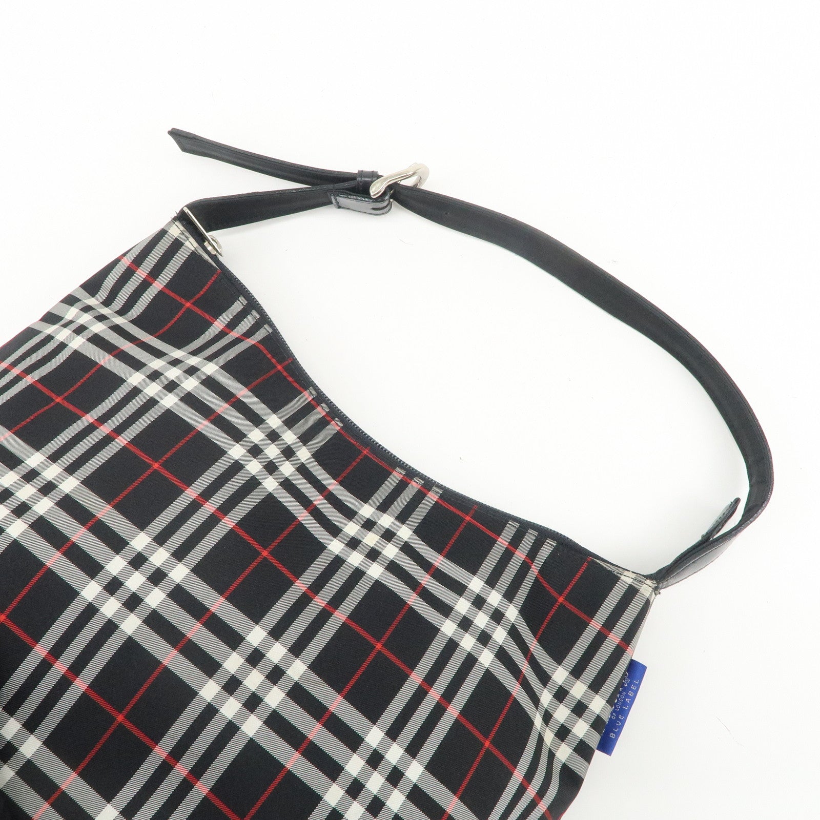 BURBERRY Blue Label Nylon Leather Shoulder Bag Nova Plaid Black