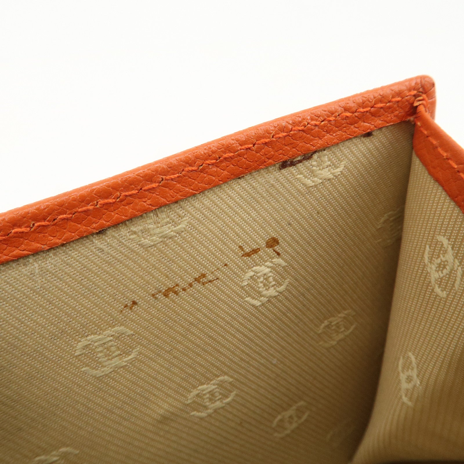 CHANEL COCO Button Leather W Hook Compact Wallet Orange A20902
