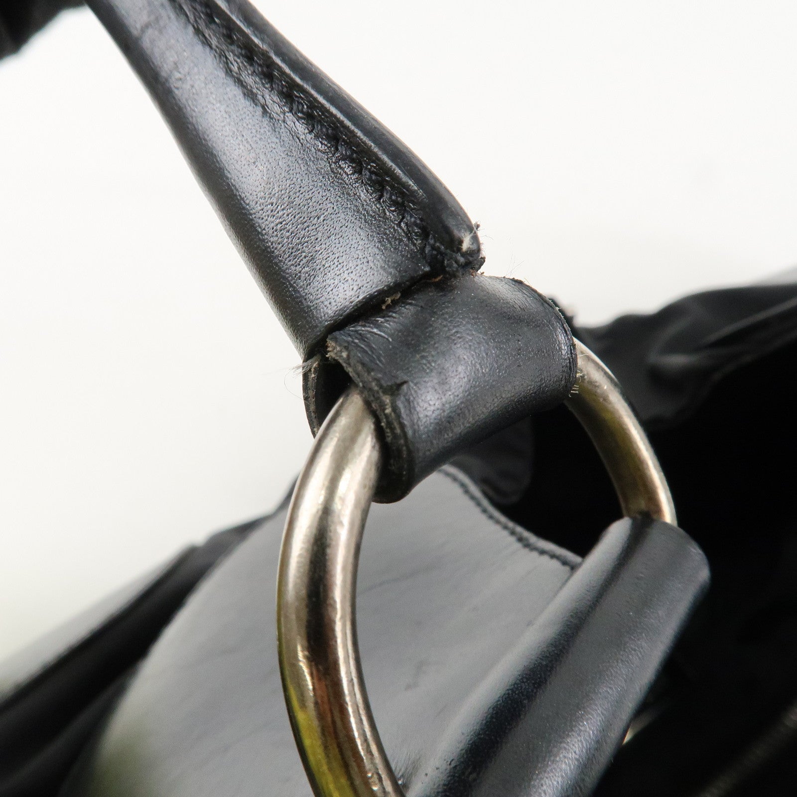 PRADA Moon Silhouette Shoulder Bag Hand bag Black Silver HDW BR0828 Used