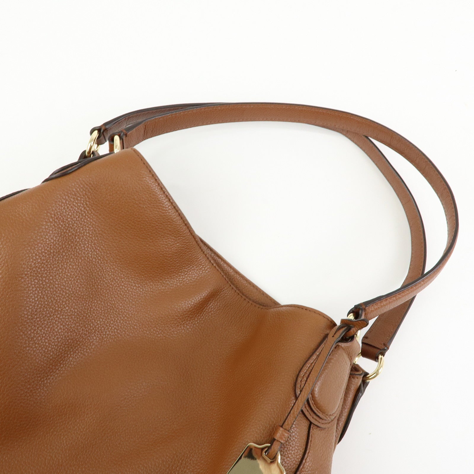 COACH Logo Leather Shoulder Bag Hand Bag Brown