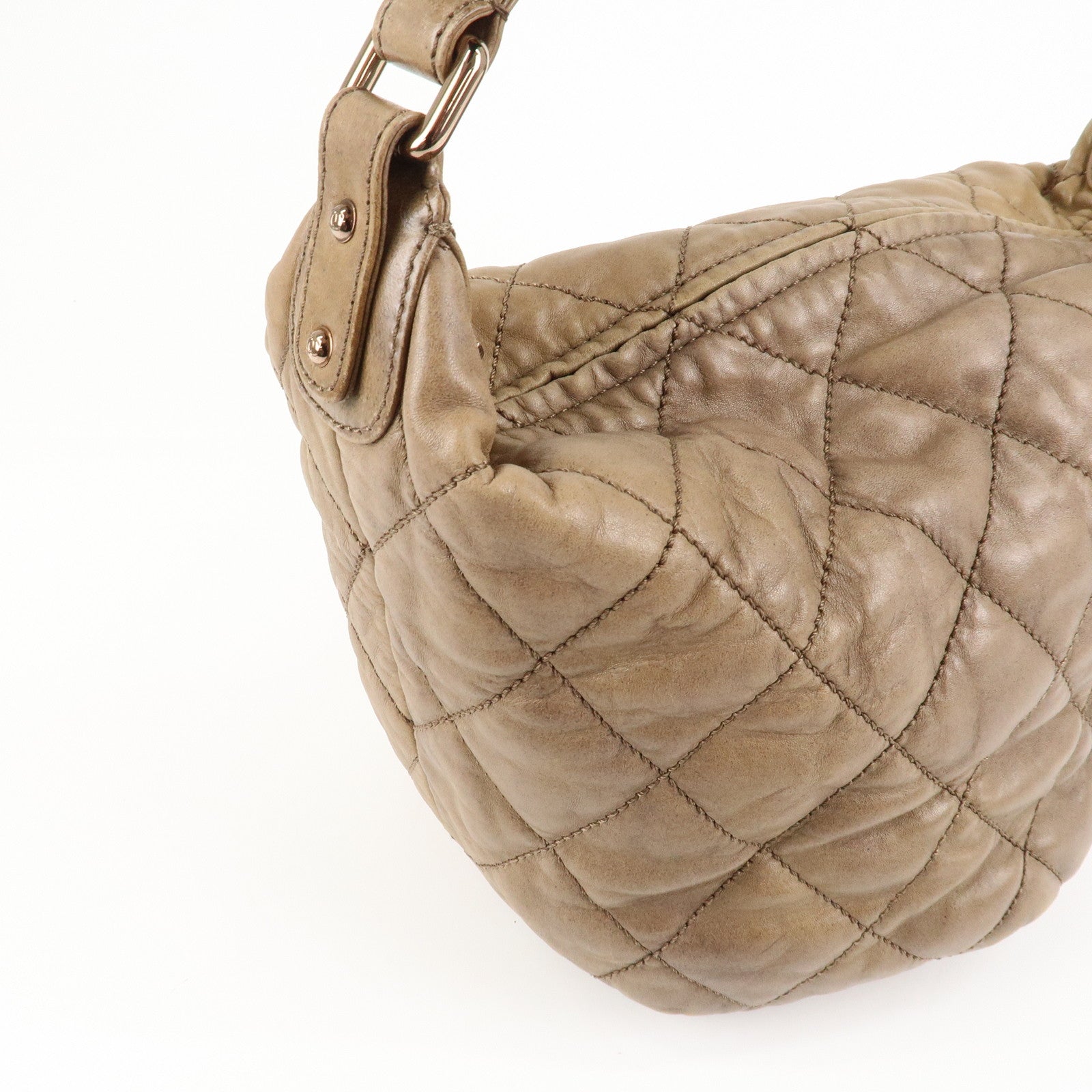 CHANEL Wild Stitch Leather Shoulder Bag Hand Bag Brown Used