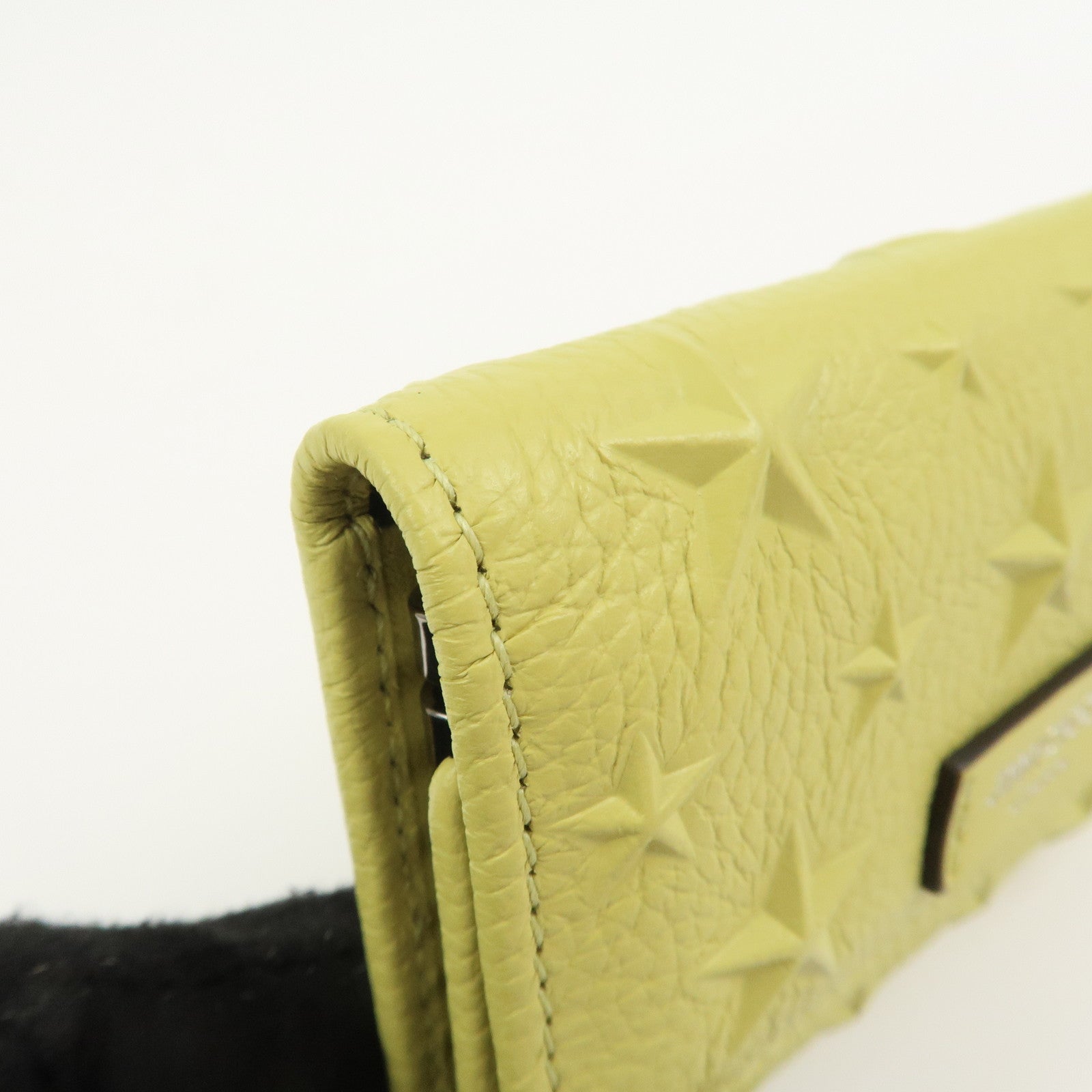 JIMMY CHOO Logo Leather 6 Rings Key Case Key Holder Yellow