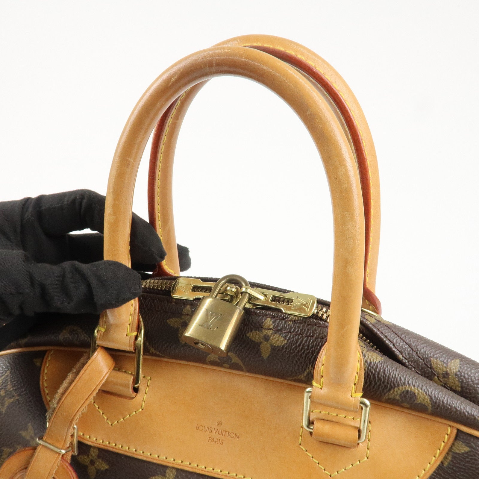 Louis Vuitton Monogram Deauville Hand Bag Brown M47270 Used