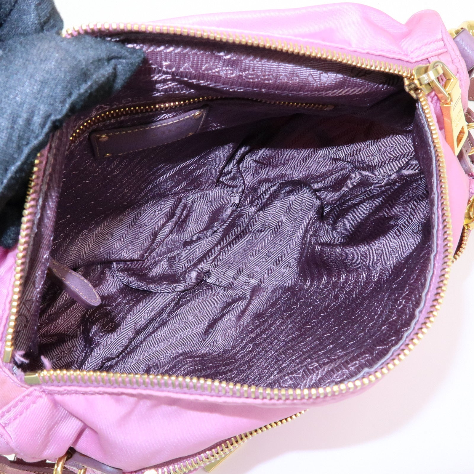 PRADA Nylon Saffiano Leather Shoulder Bag Crossbody Bag Purple