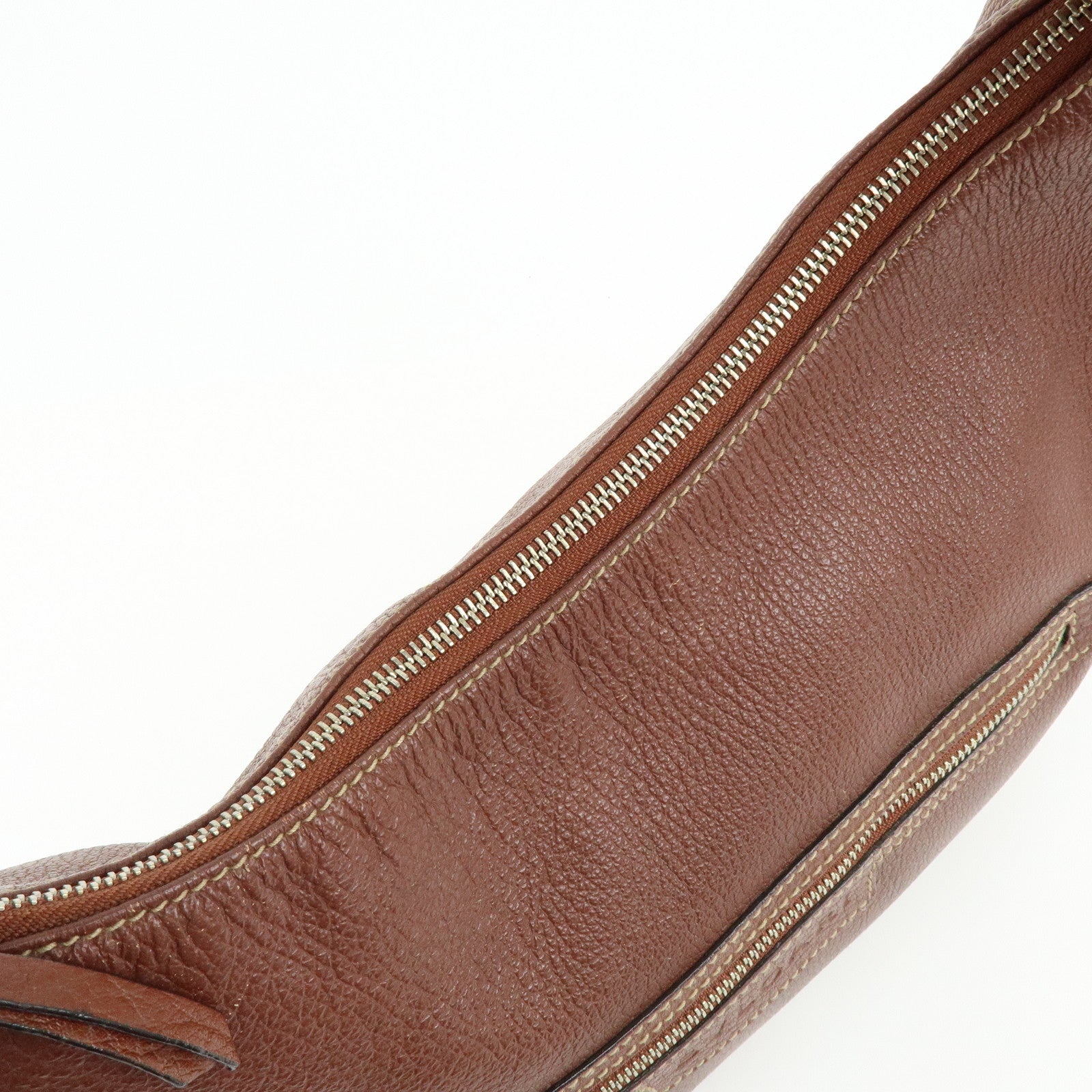 BVLGARI Leather Shoulder Bag Hand Bag Brown