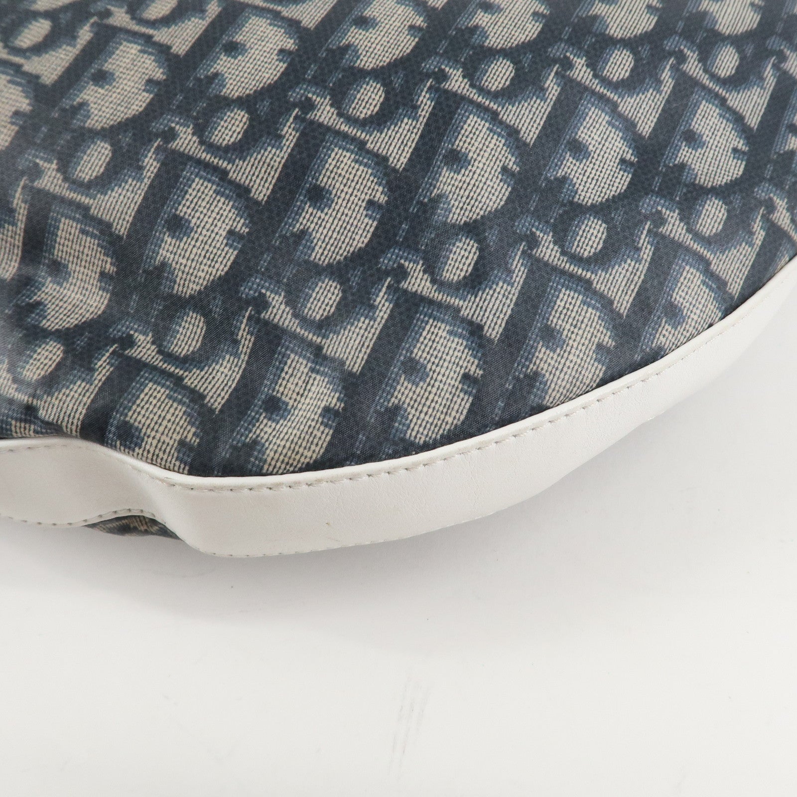 Christian Dior Trotter PVC Leather Shoulder Bag Hand Bag Navy White Used