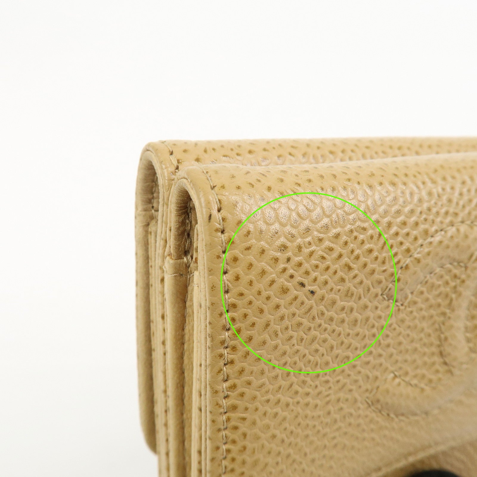 CHANEL COCO Mark Caviarskin Compact Bi-fold Wallet Beige