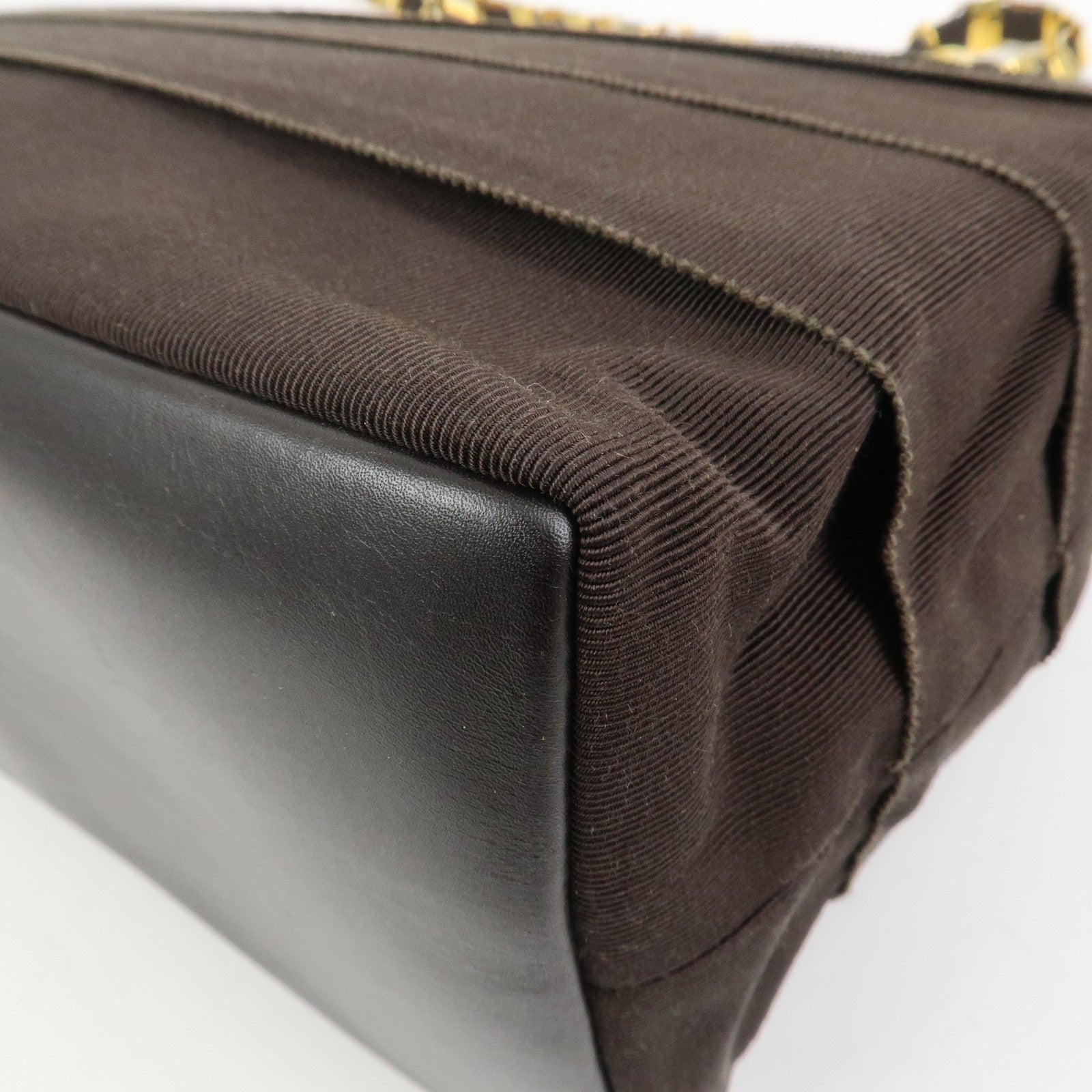 Ferragamo Vara Canvas Leather Shoulder Bag Tote Bag Brown