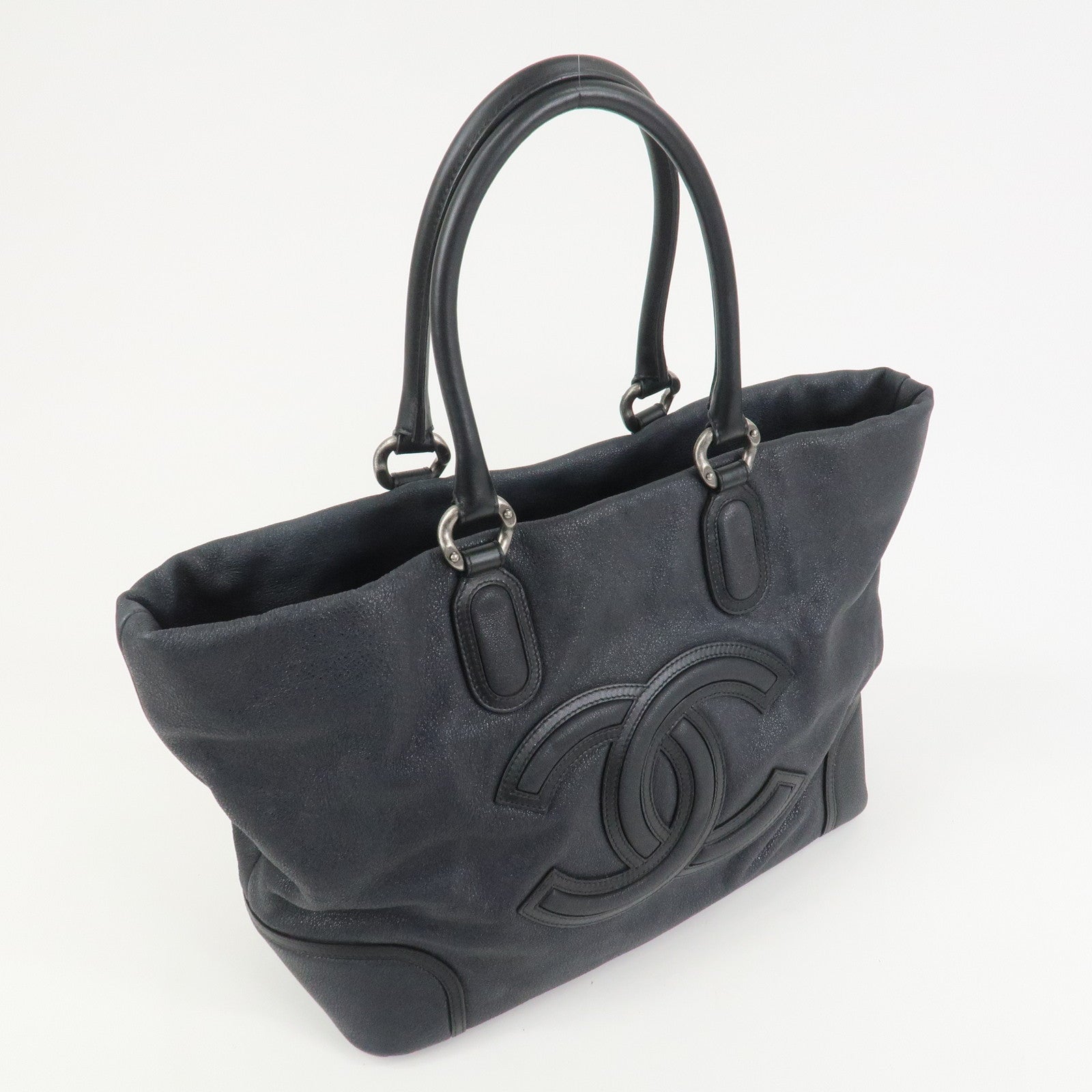 CHANEL COCO Mark Calf Leather Tote Bag Shoulder Bag Black A50288