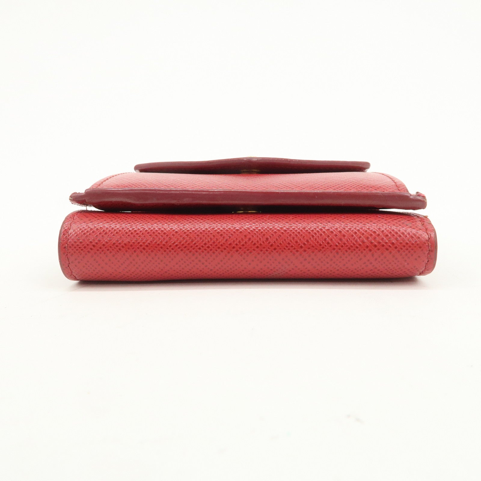 PRADA Saffiano Leather Tri-fold Compact Wallet Red 1MH021