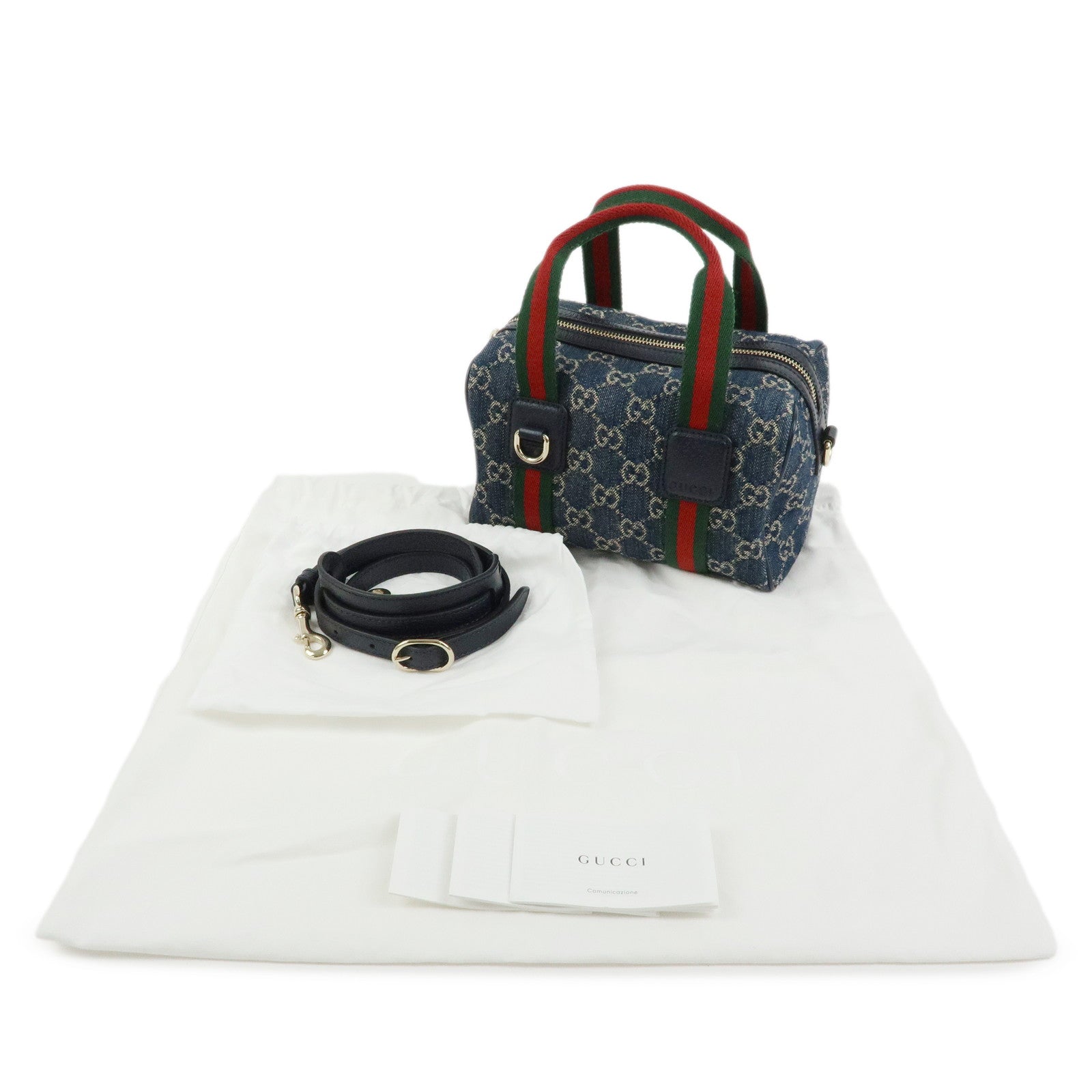 GUCCI Sherry Ophidia GG Denim Leather 2Way Hand Shoulder Bag 859975