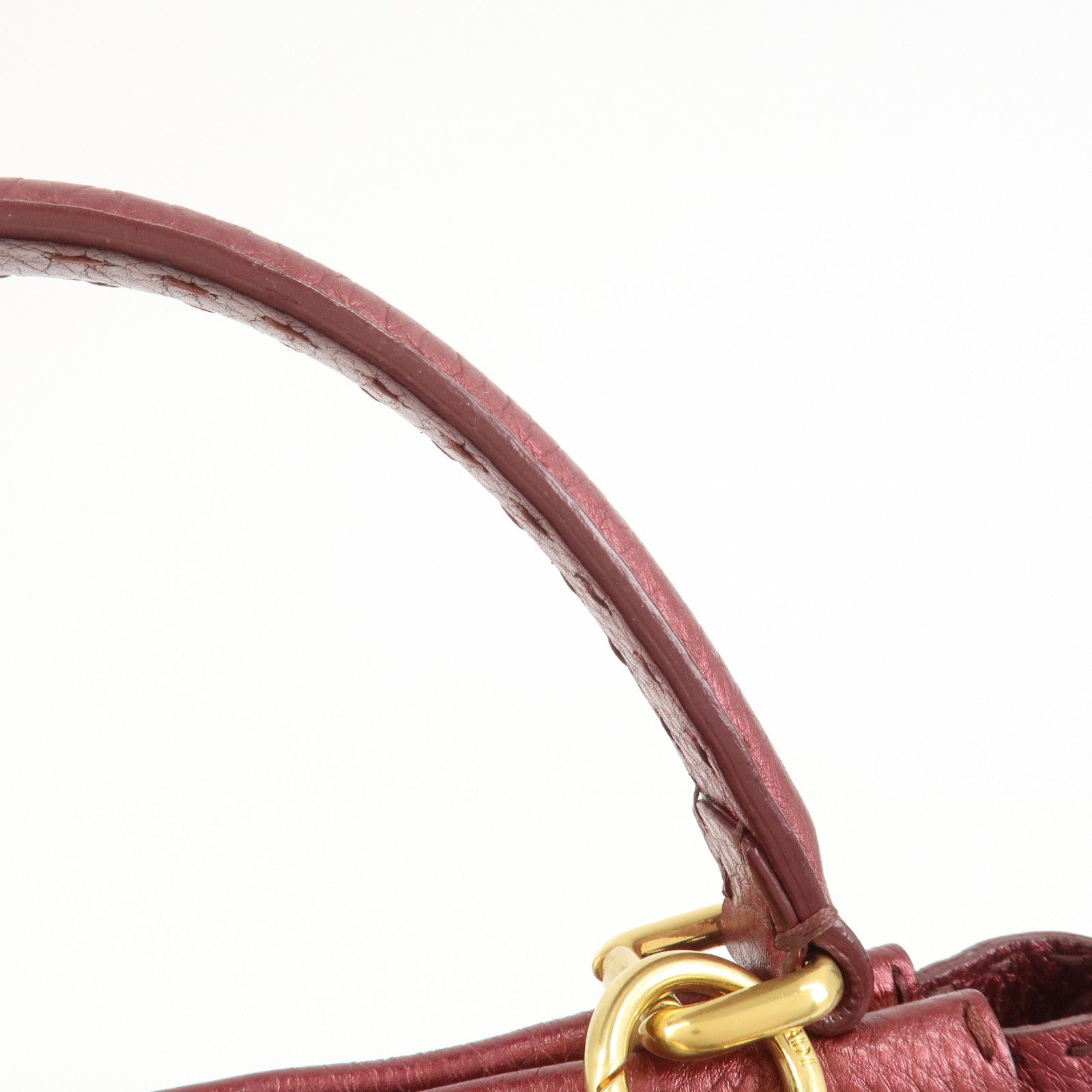 FENDI Peekaboo Logo Leather 2Way Shoulder Bag Burgundy 8BN226