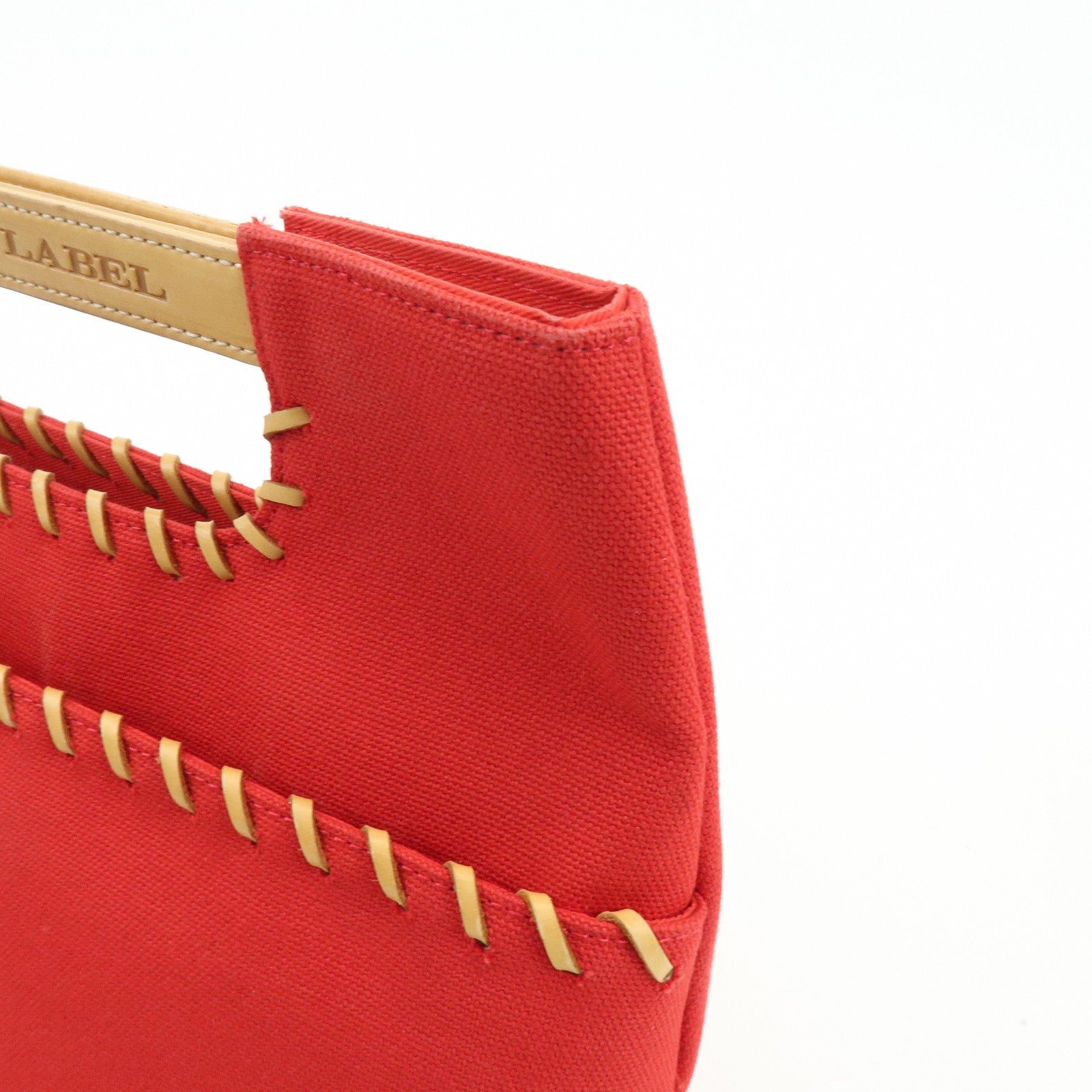 BURBERRY Blue Label Cotton Leather Hand Bag Tote Bag Red