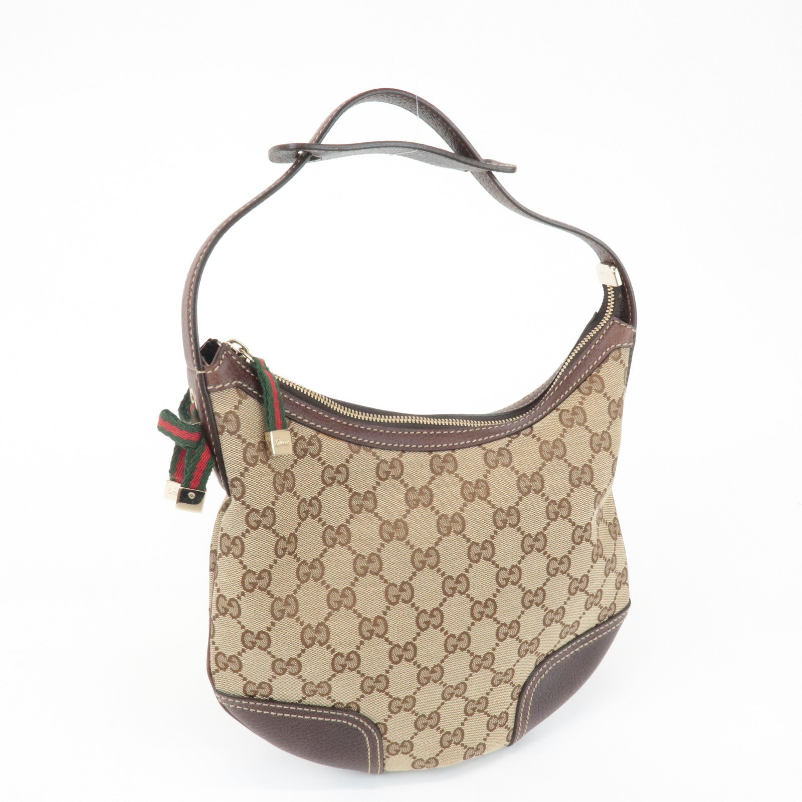 GUCCI Sherry Princy GG Canvas Leather Shoulder Bag Beige Brown 162895 Used