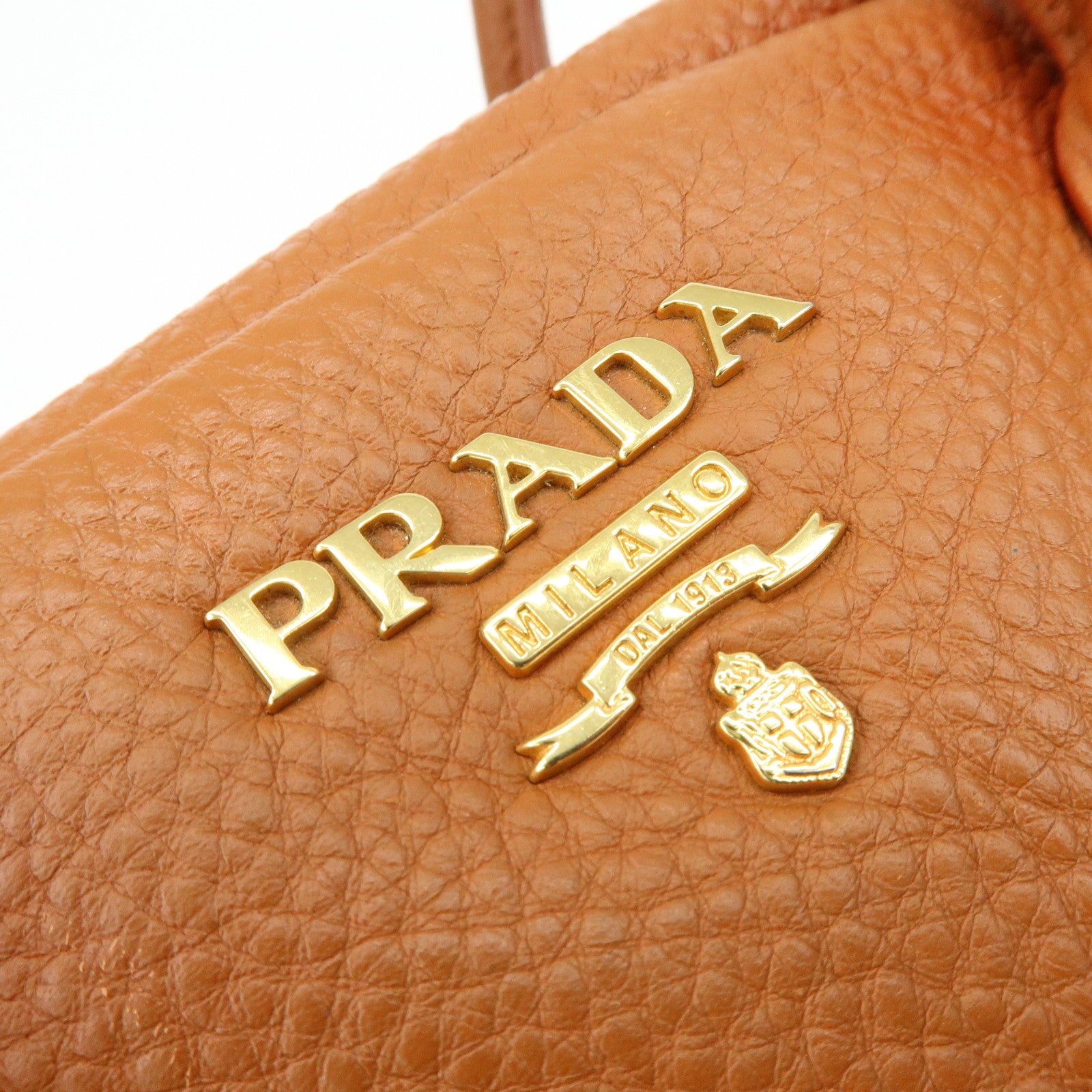 PRADA Leather 2Way Bag Hand Bag Shoulder Bag Light Brown BL0816