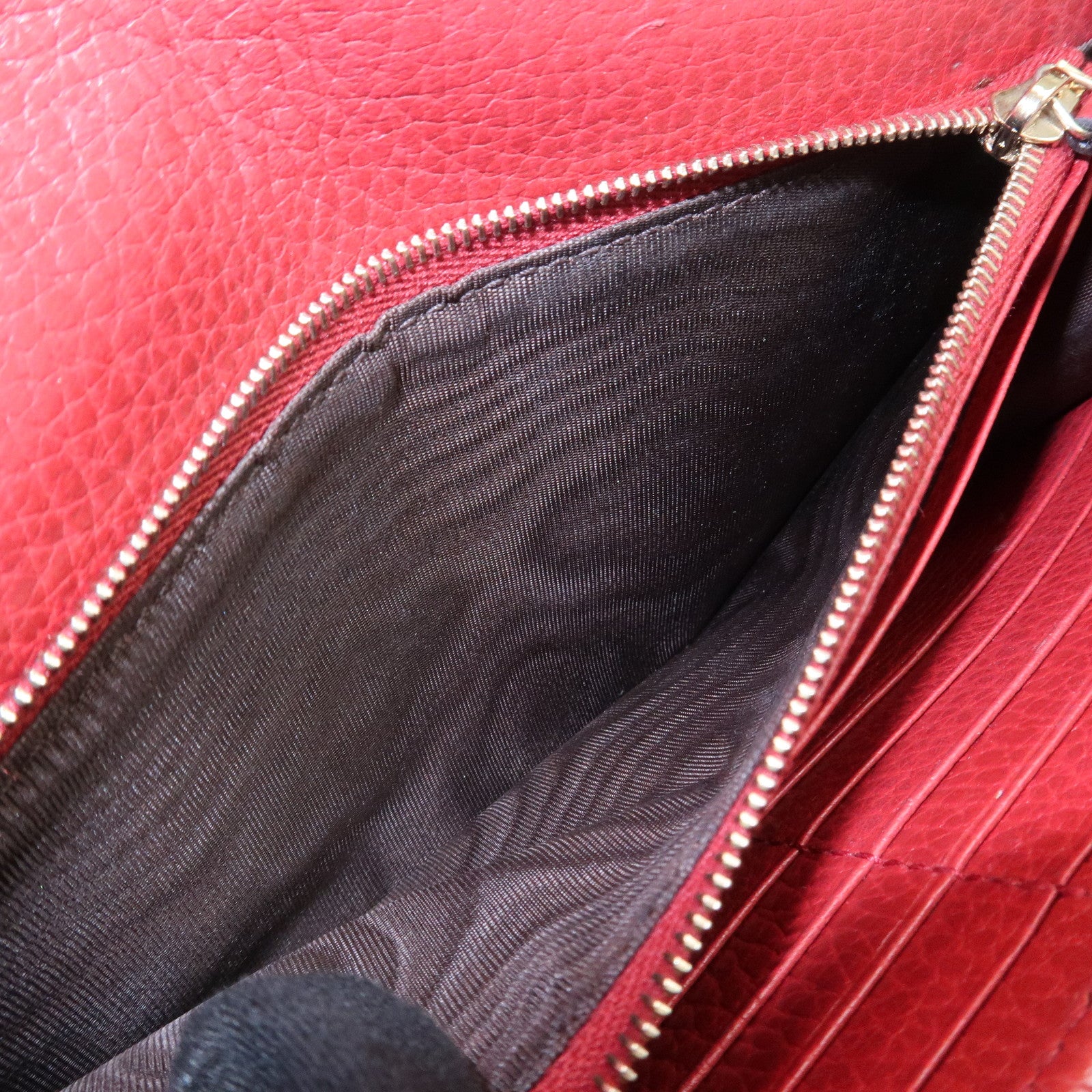 GUCCI Interlocking G Leather Chain Wallet Shoulder Bag Red 510314