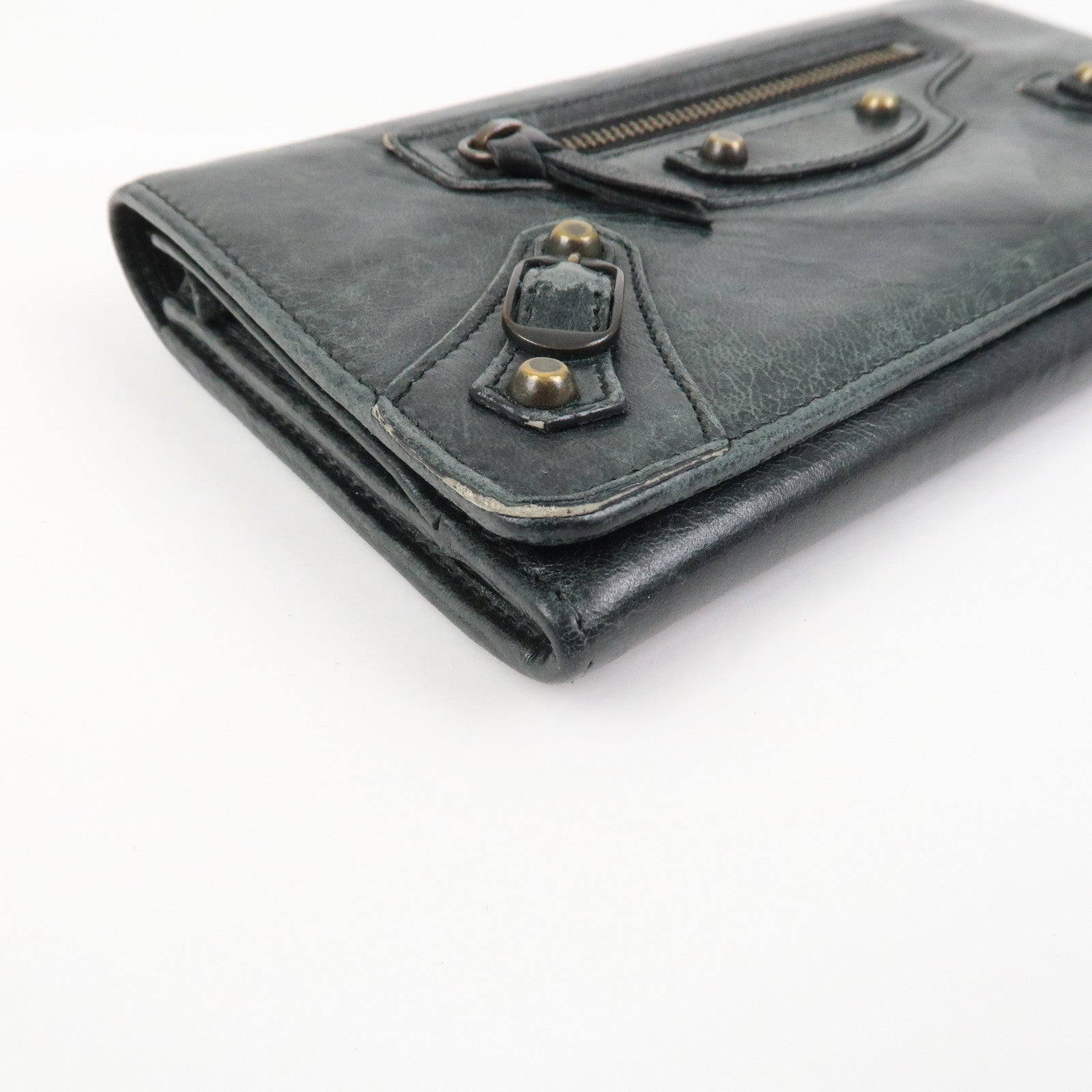 BALENCIAGA Logo Leather Bi-Fold Long Wallet Black