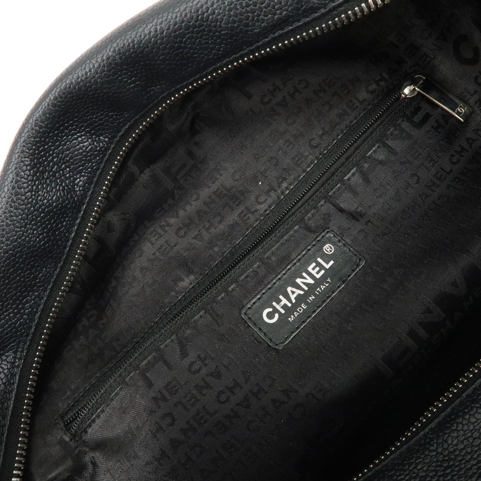 CHANEL COCO Mark Caviarskin Punching Boston Bag Black Used