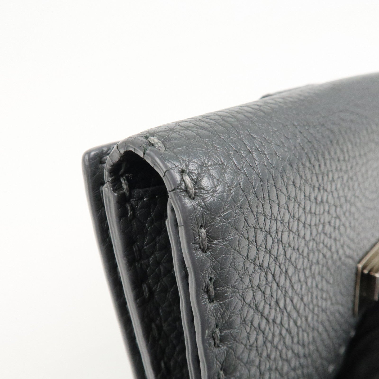 FENDI Seleria Leather Peekaboo Long Wallet Gray 8M0308