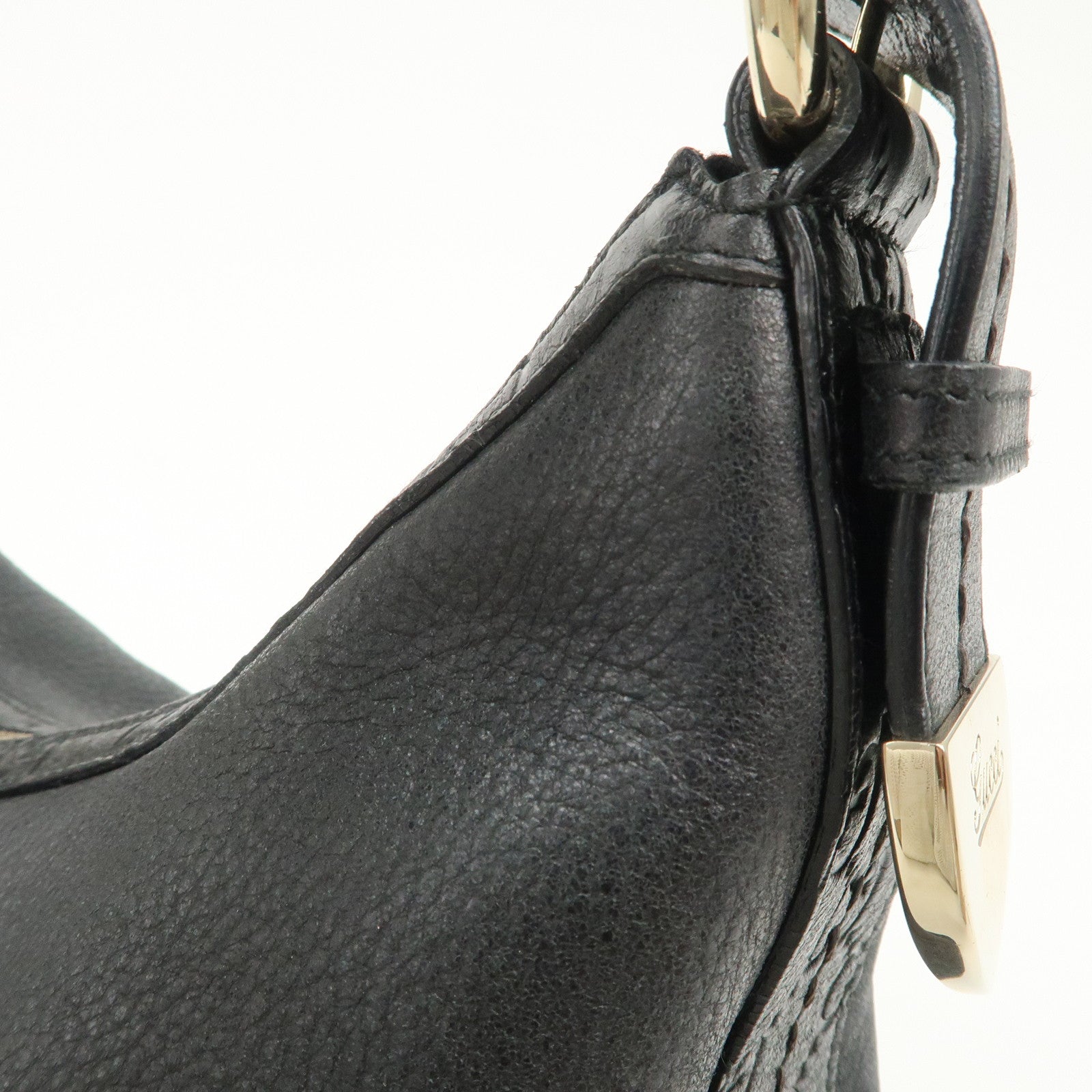 GUCCI Guccissima Leather Shoulder Bag Hand Bag Black 181515 Used