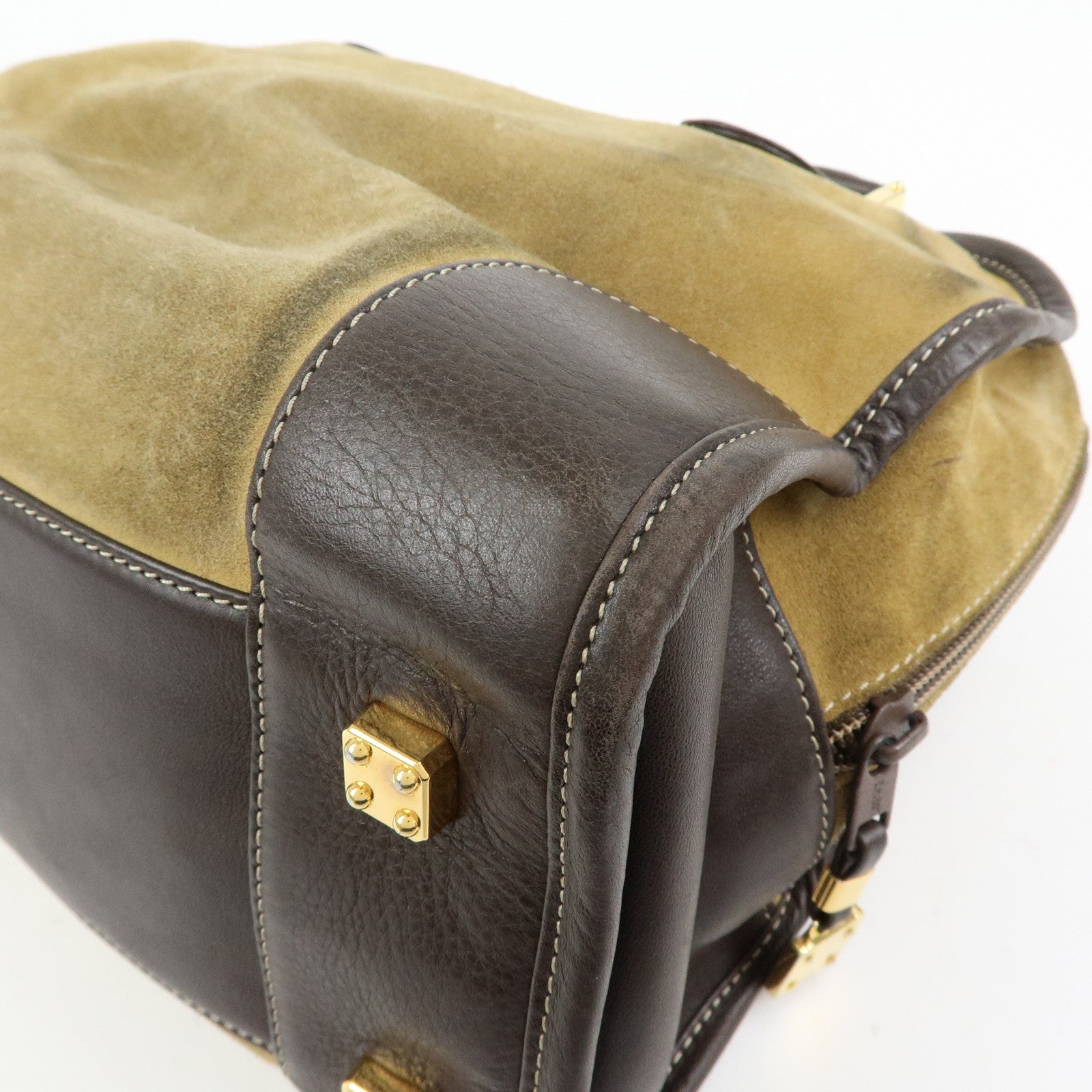 LOEWE Anagram Suede Leather Amazona 32 Hand Bag Boston Bag Brown