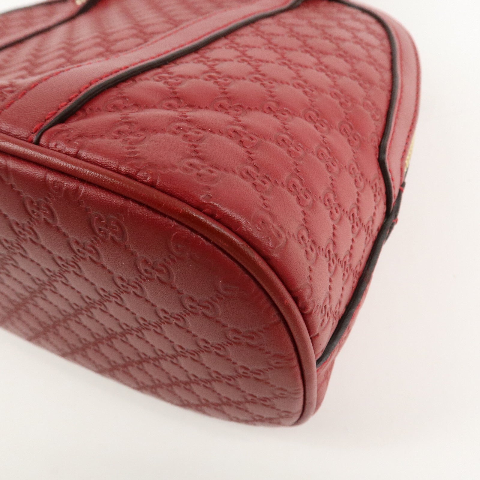 GUCCI Micro Guccissima 2Way Hand Shoulder Bag Castilian Red 449654 Used