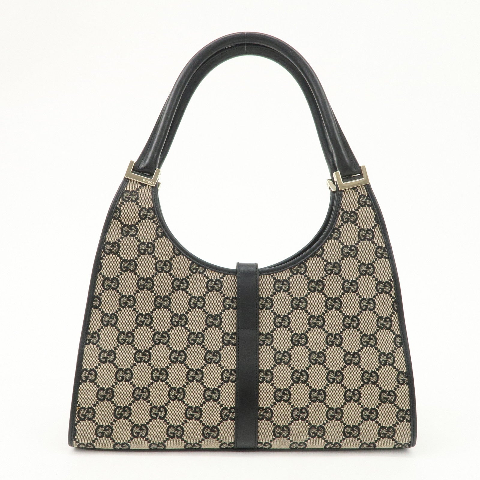 GUCCI Jackie GG Canvas Leather Shoulder Bag Hand Bag Black 002.1067