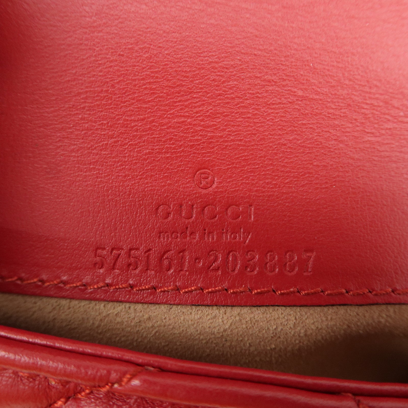 GUCCI GG Marmont Leather Chain Hand Bag Pouch Red 575161