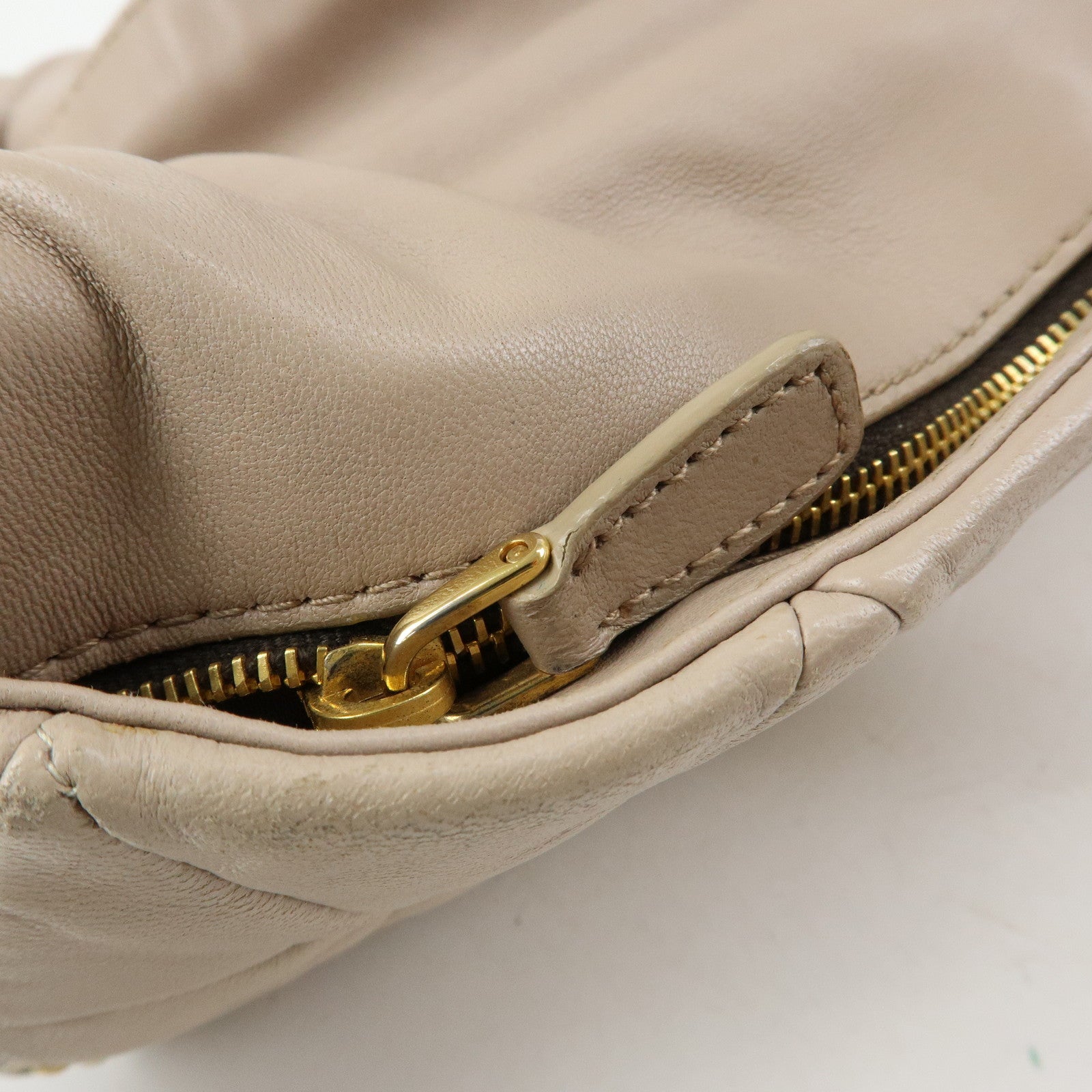 MIU MIU Nappa Leather 2Way Bag Hand Bag Shoulder Bag Beige