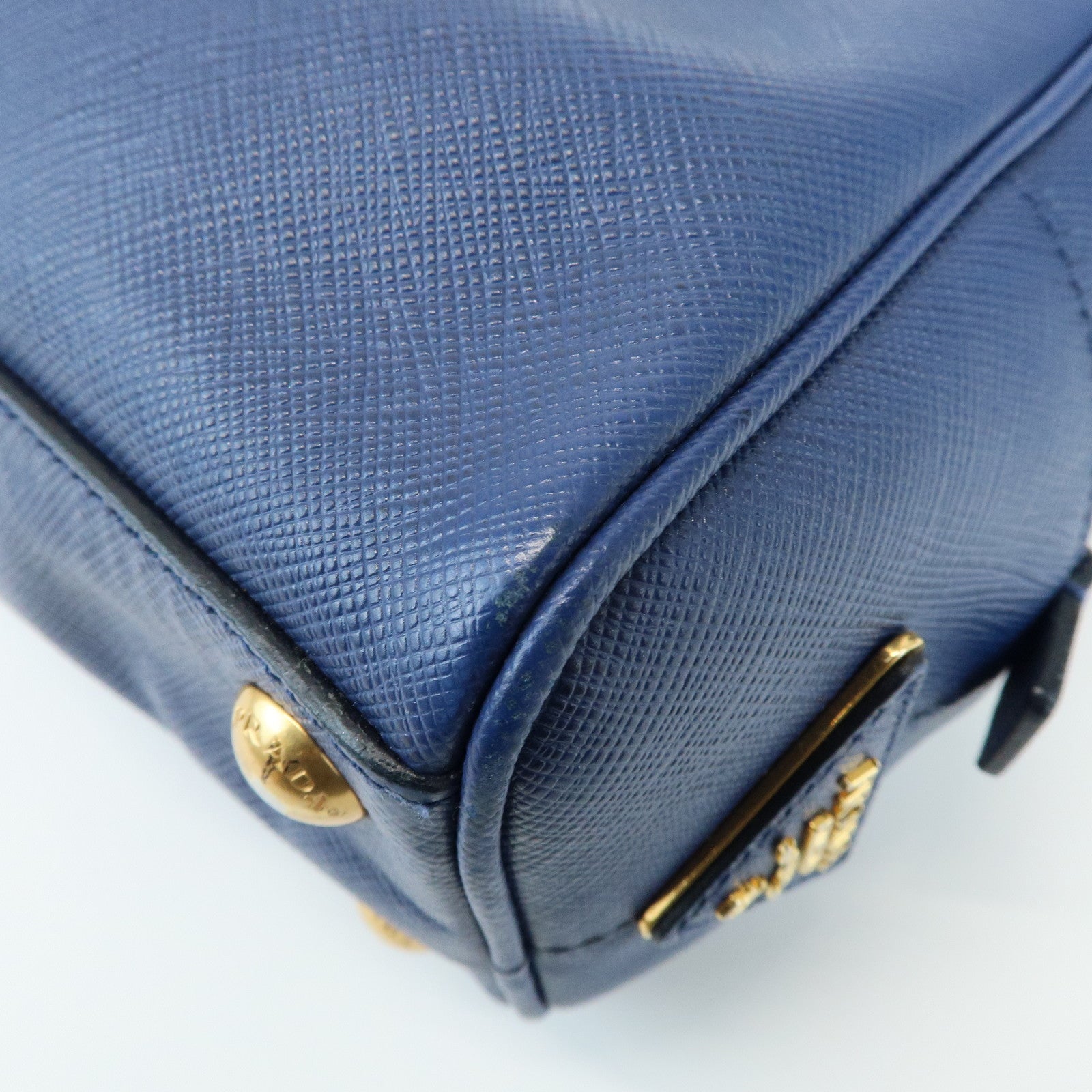 PRADA Triangle Logo 2Way Bag Hand Bag Shoulder Bag Blue Green