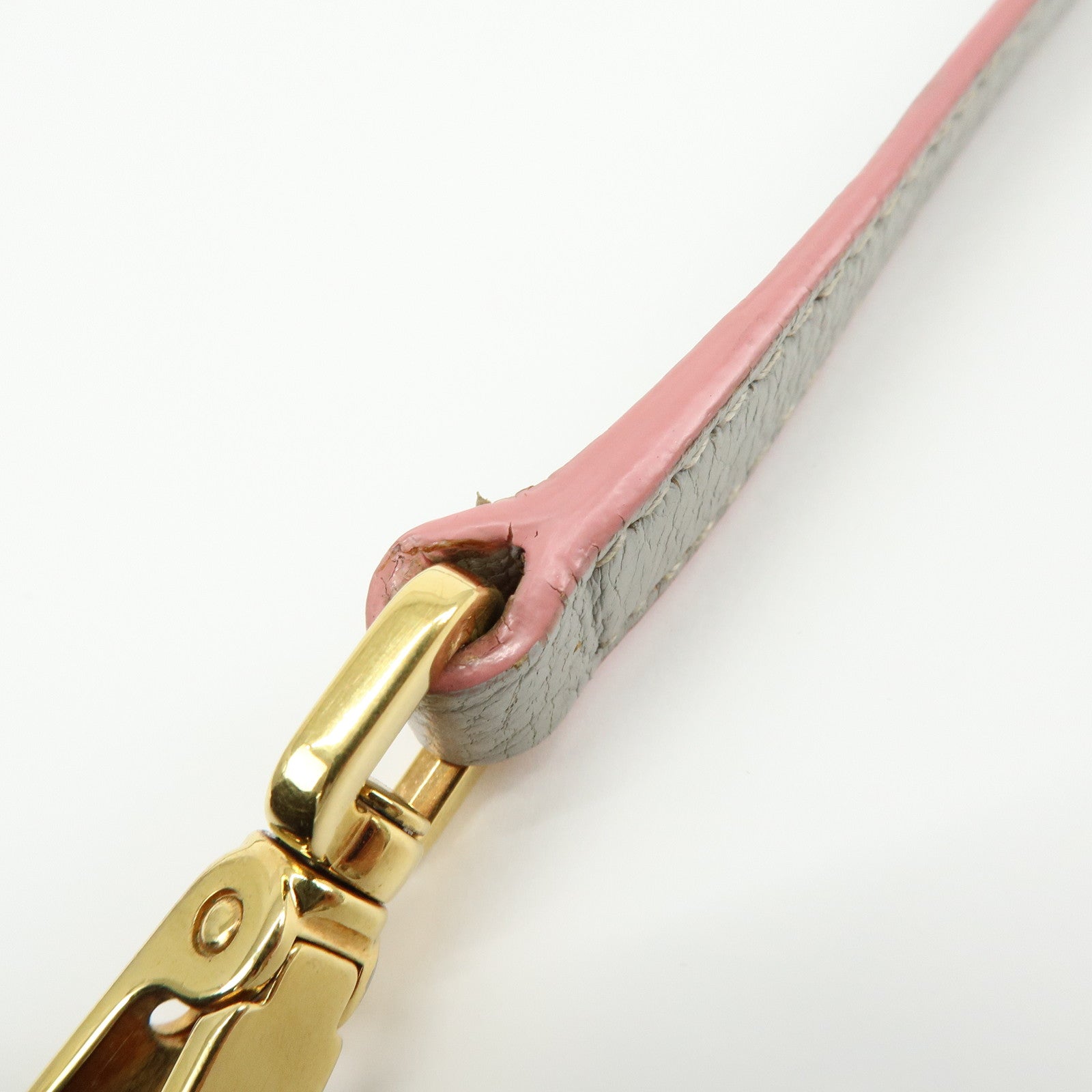 MIU MIU Madras Leather 2Way Bag Hand Bag Gray Pink 5BA003