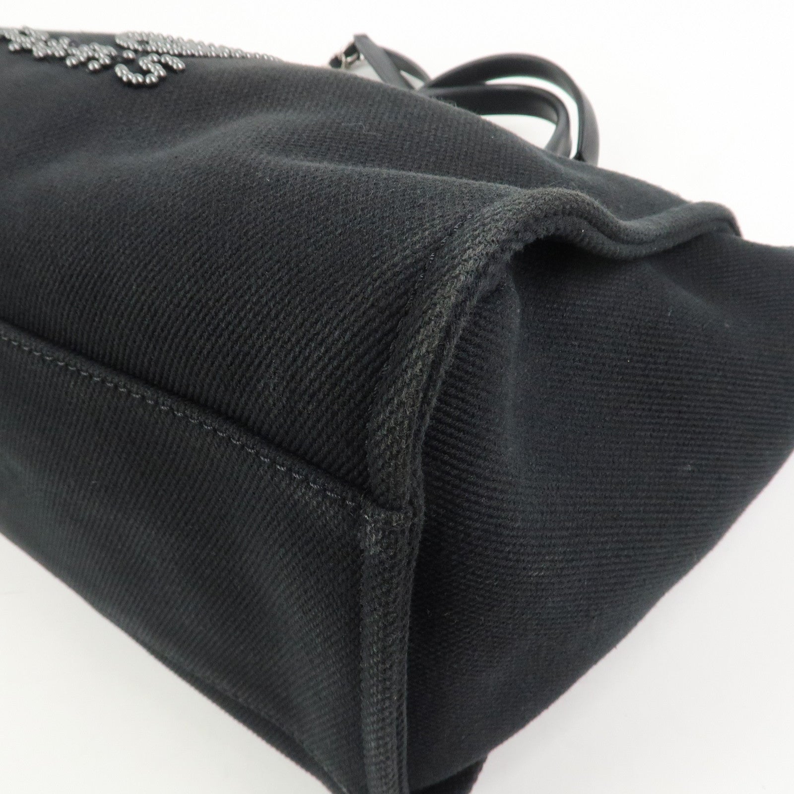 CHANEL Deauville GM Canvas Leather 2Way Tote Bag Black A66941