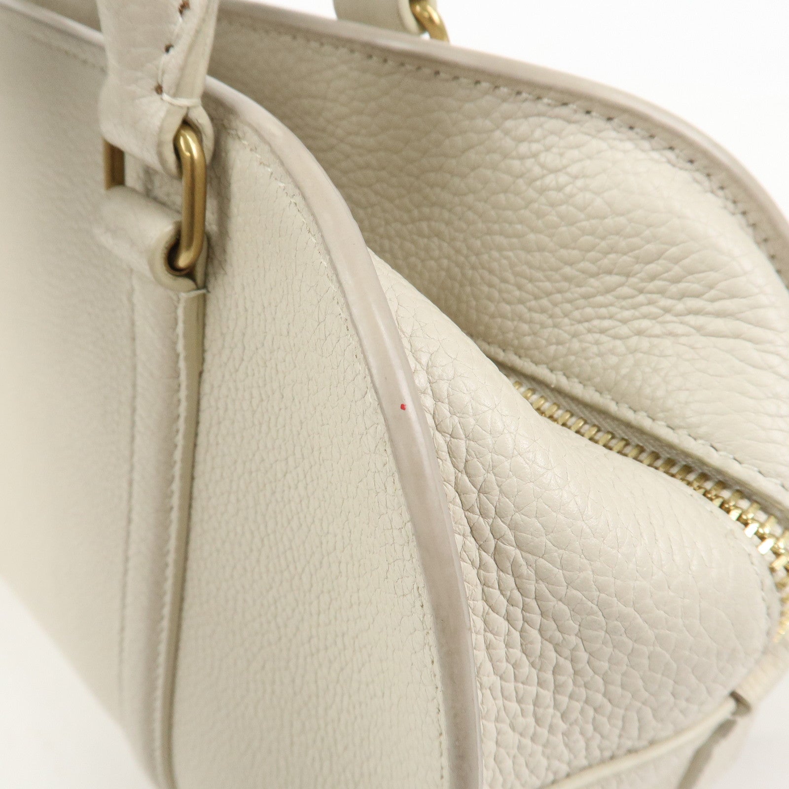 SAINT LAURENT Duffle Lock Leather 2Way Bag Hand Beige