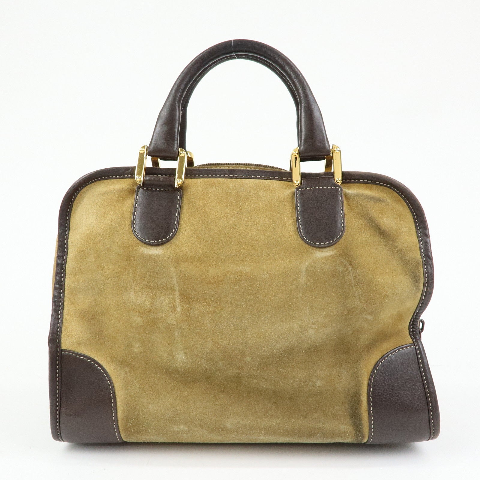 LOEWE Anagram Suede Leather Amazona 32 Hand Bag Boston Bag Brown