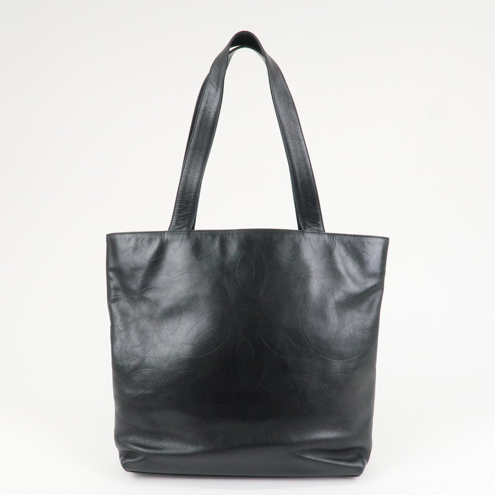 CHANEL COCO Mark Leather Bag Tote Bag Black Used