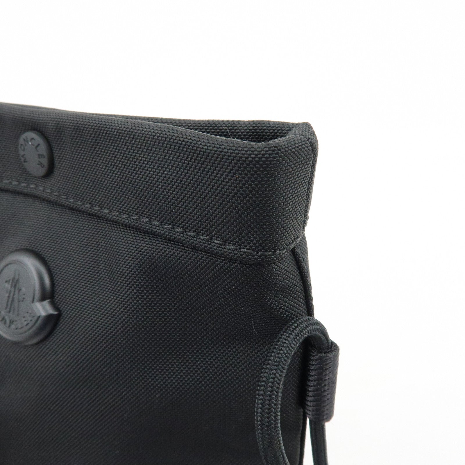 MONCLER Nylon Suede Leather Shoulder Bag Tech Phone Bag Black